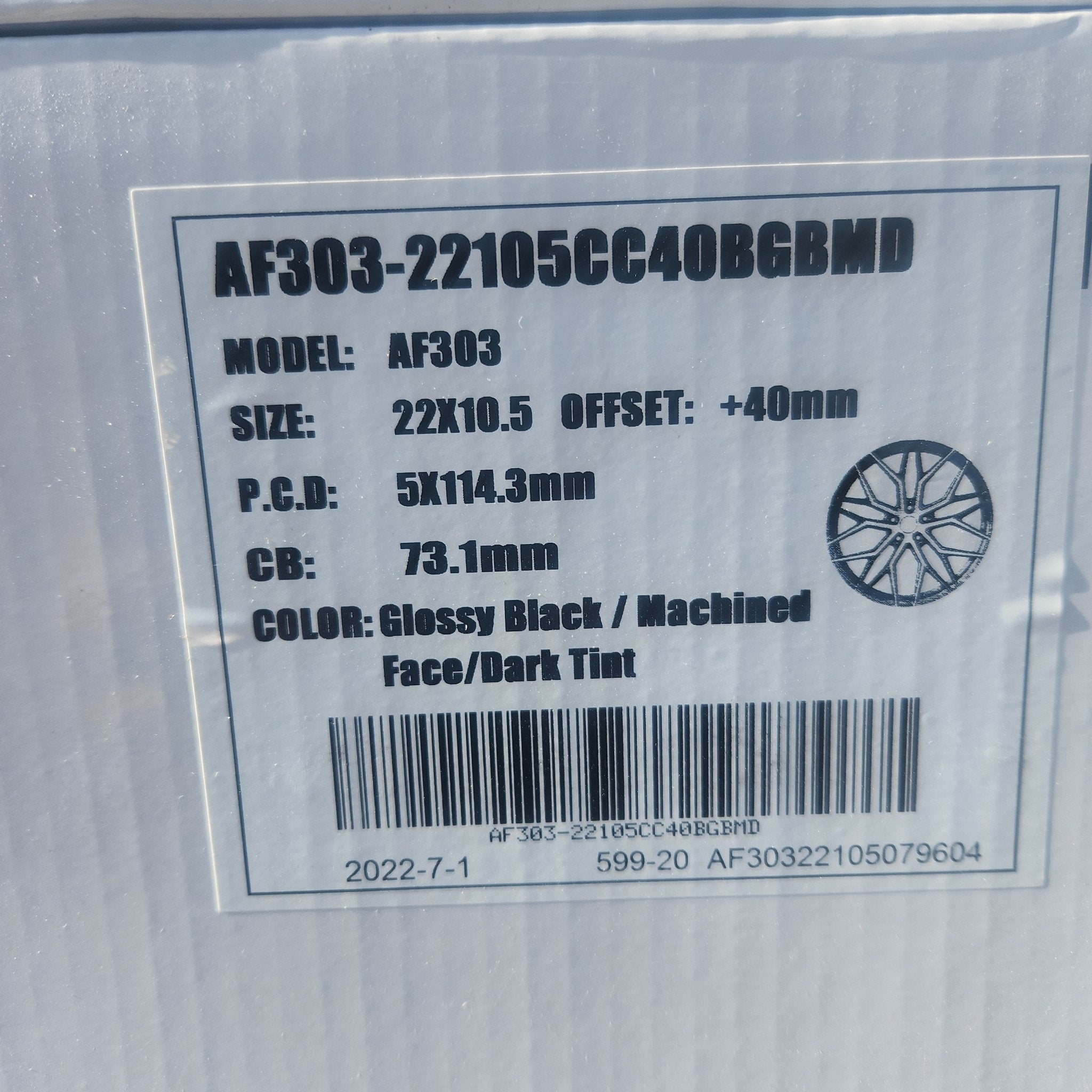 ALFINA AF303 22x10 5x114.3 GLOSS BLACK MACHINED FACE DARK TINT - Gun Hill Tire House (WTW - WHOLESALE TIRES & WHEELS)