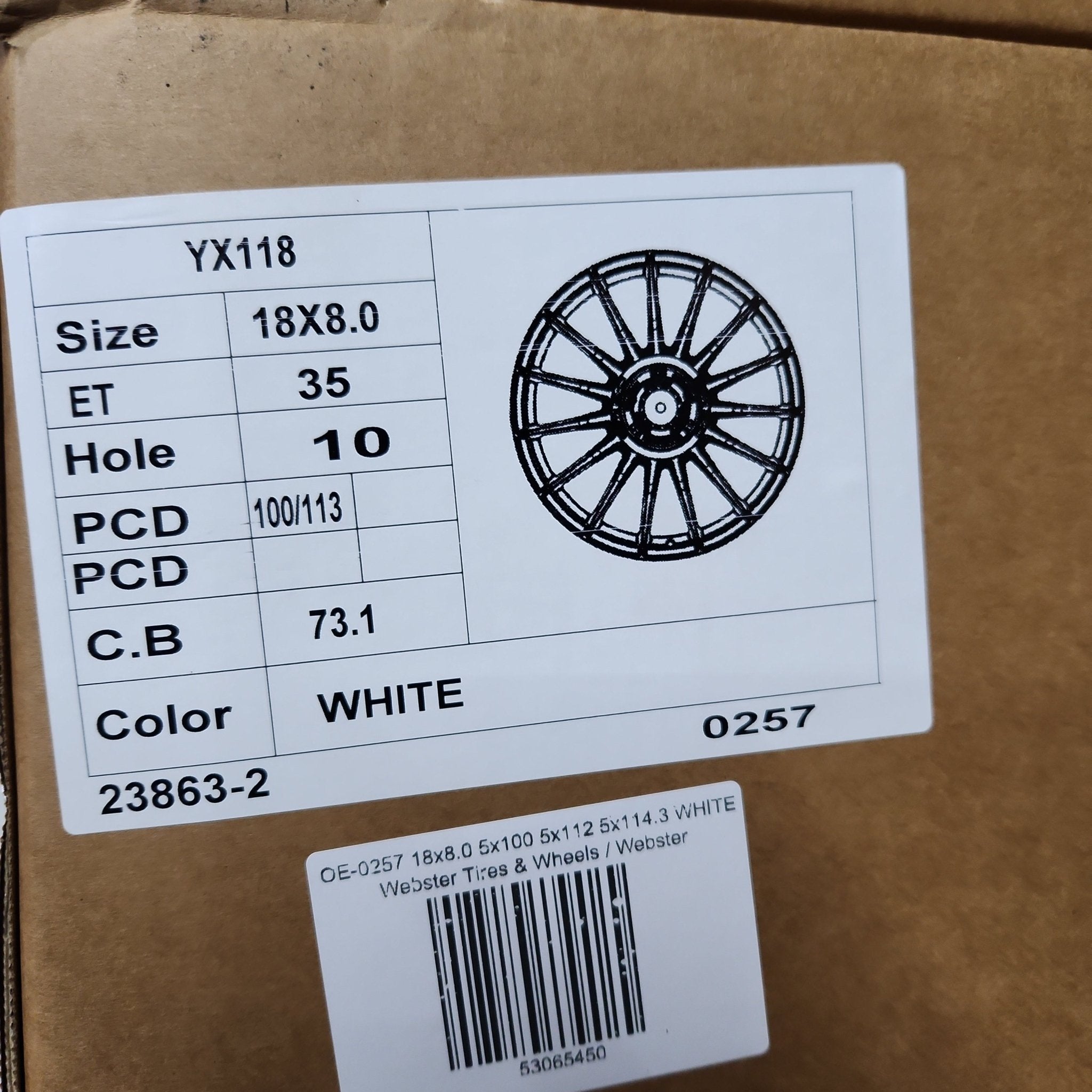 OE - 0257 18x8.0 5x100 5x112 5x114.3 WHITE - Gun Hill Tire House (WTW - WHOLESALE TIRES & WHEELS)