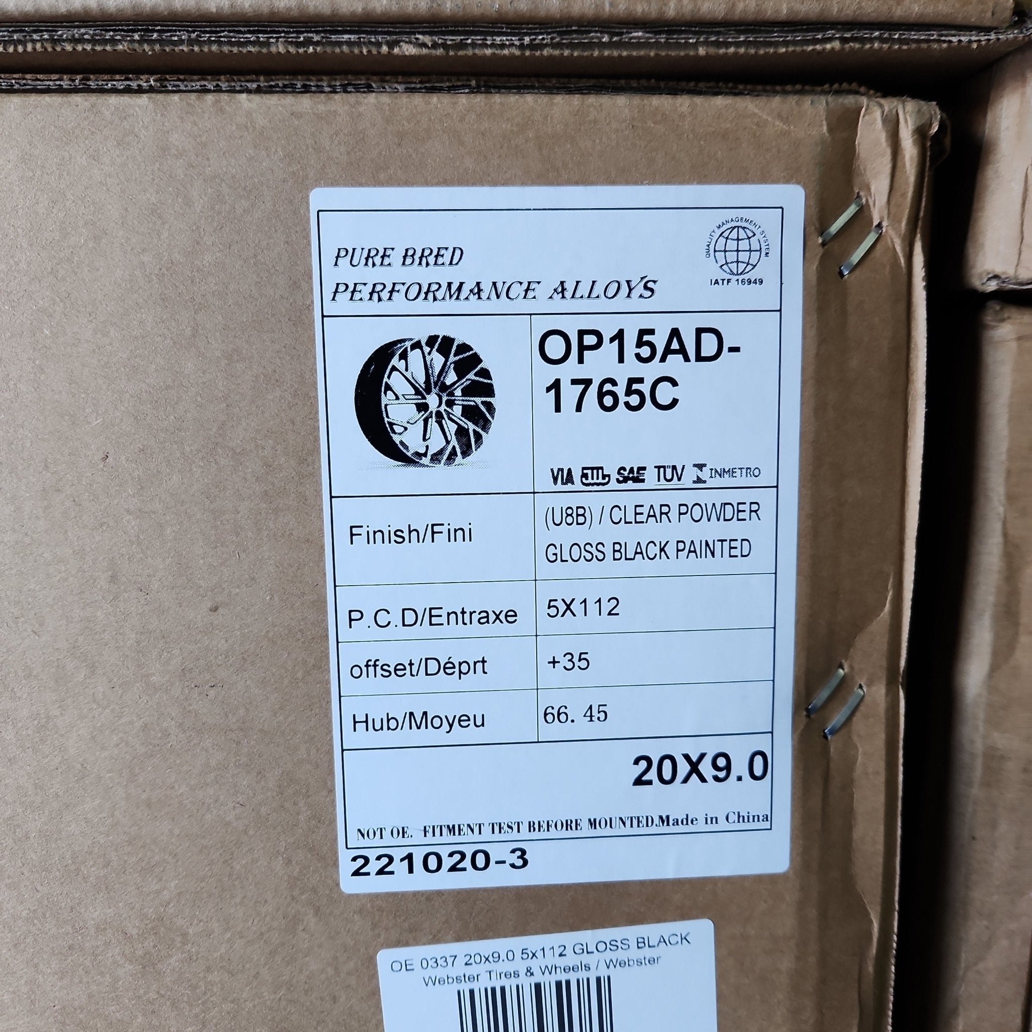 OE 0337 20x9.0 5x112 GLOSS BLACK - Gun Hill Tire House (WTW - WHOLESALE TIRES & WHEELS)