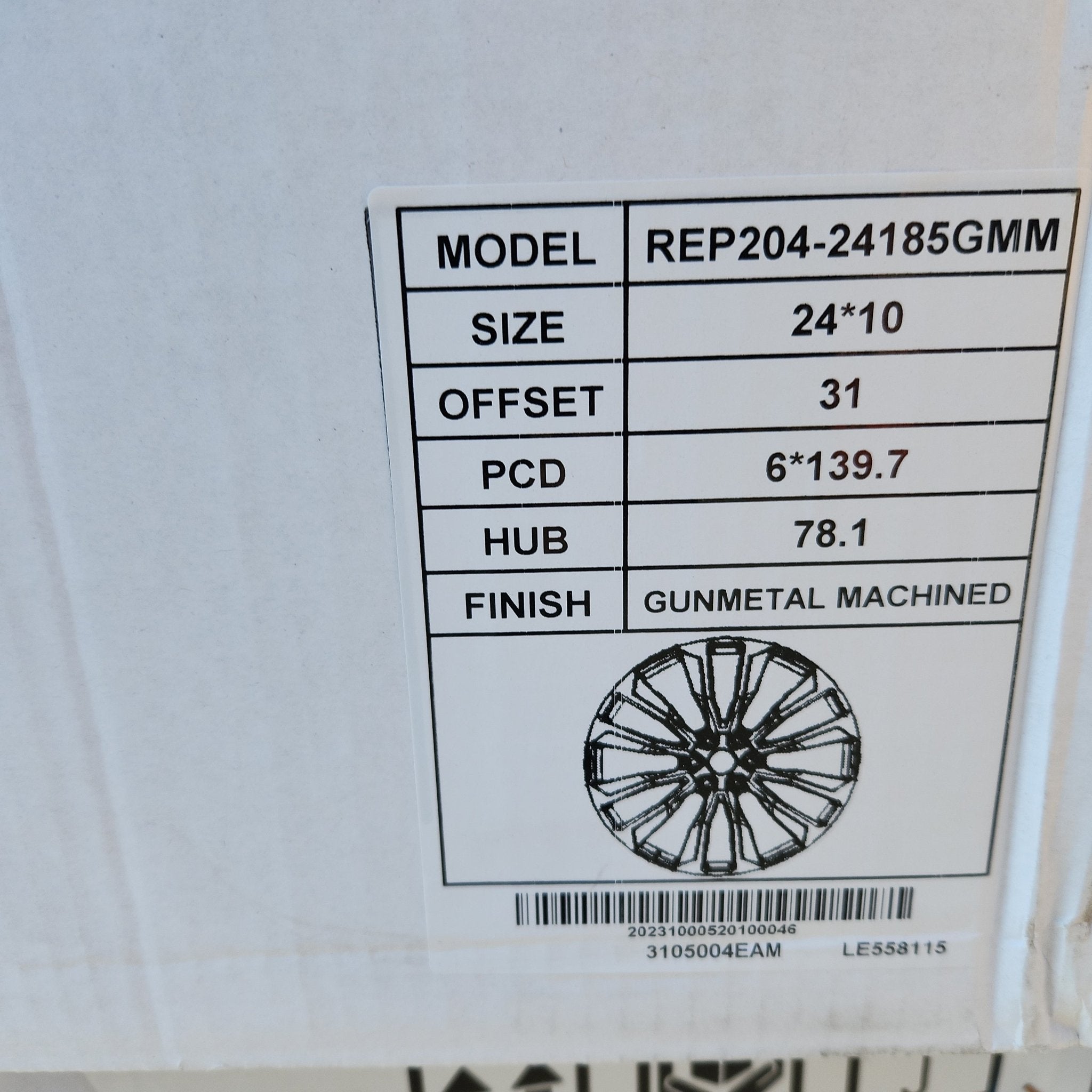 REP204 24X10 6X139.7 GUNMETAL MACHIND FACE - Gun Hill Tire House (WTW - WHOLESALE TIRES & WHEELS)