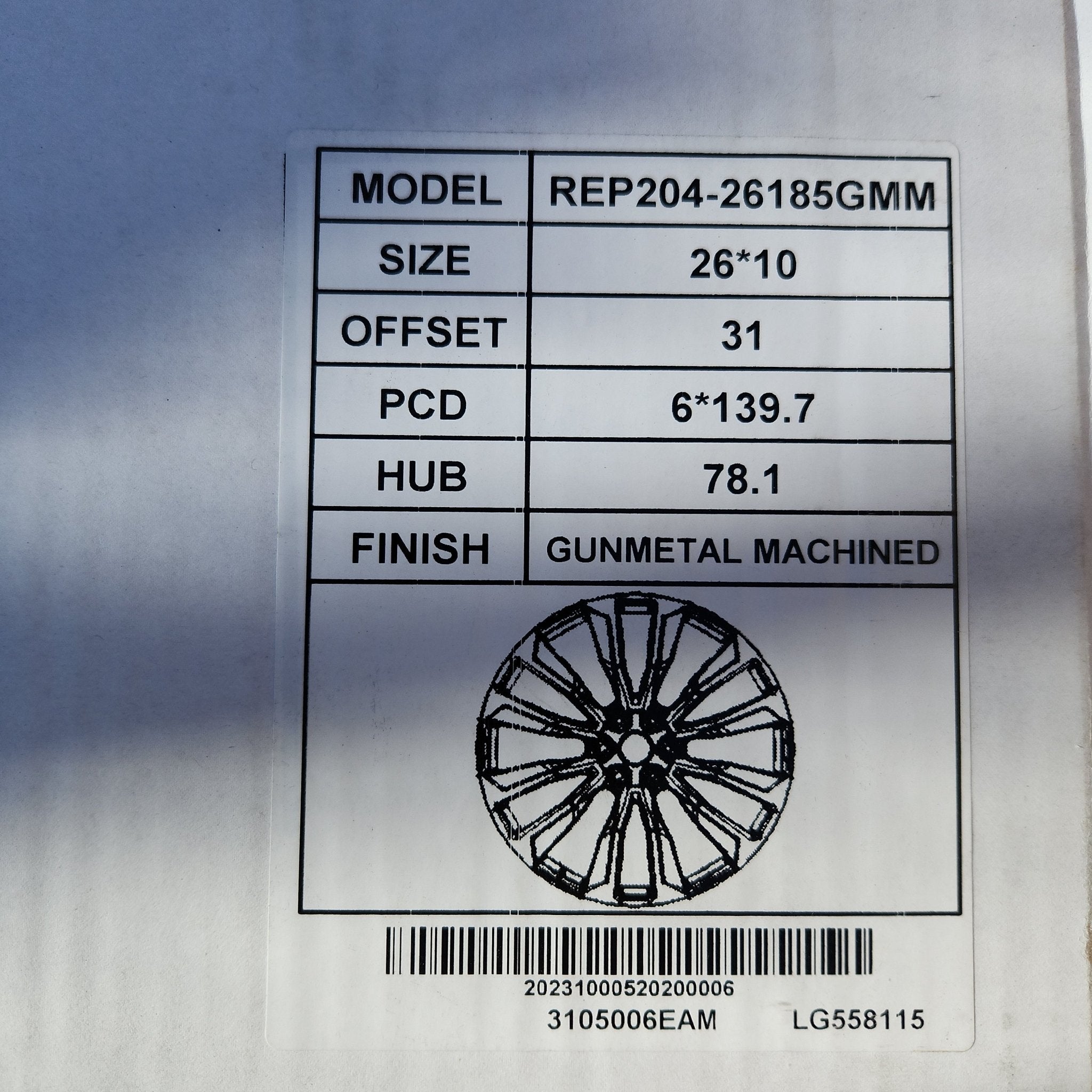 REP204 26X10 6X139.7 GUNMETAL MACHINE FACE - Gun Hill Tire House (WTW - WHOLESALE TIRES & WHEELS)