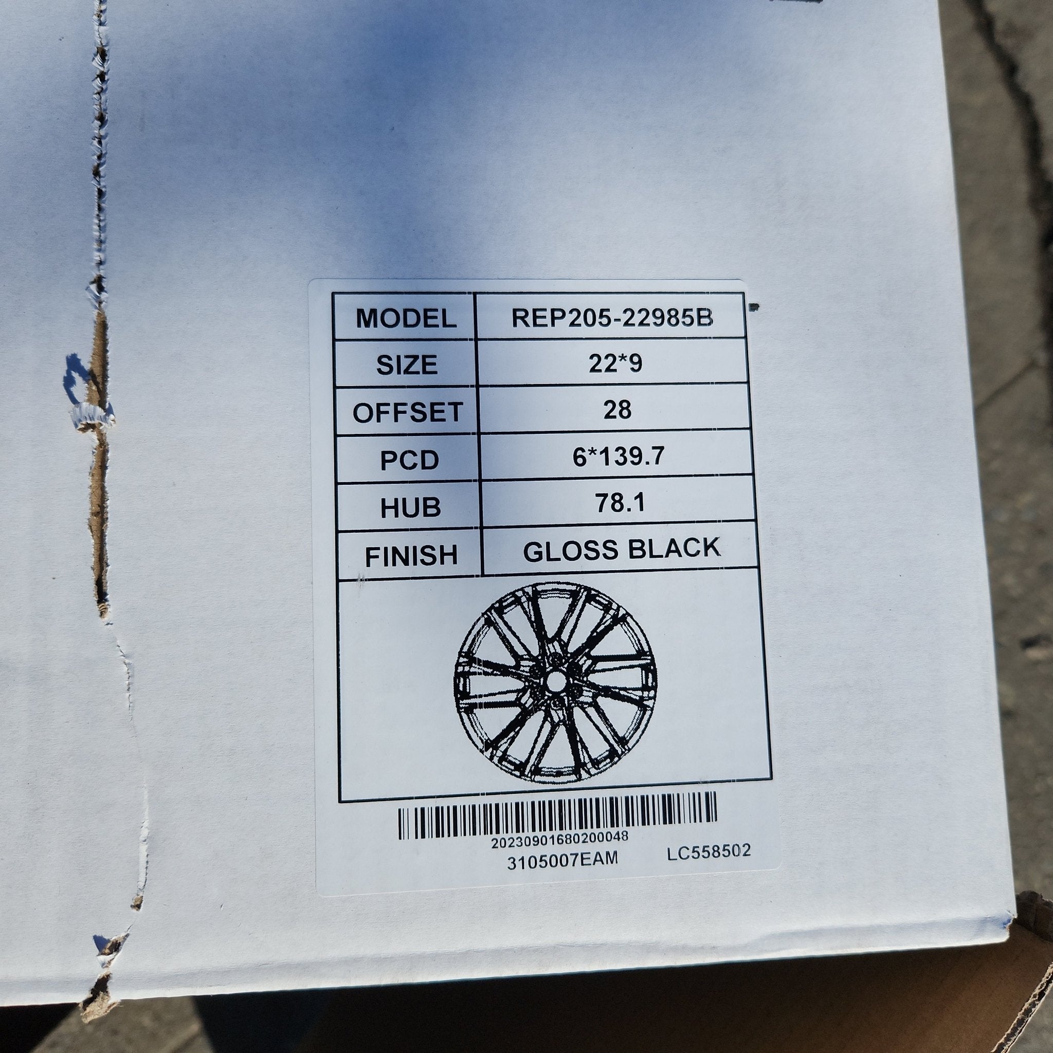 REP205 22X9.0 6X139.7 GLOSS BLACK - Gun Hill Tire House (WTW - WHOLESALE TIRES & WHEELS)