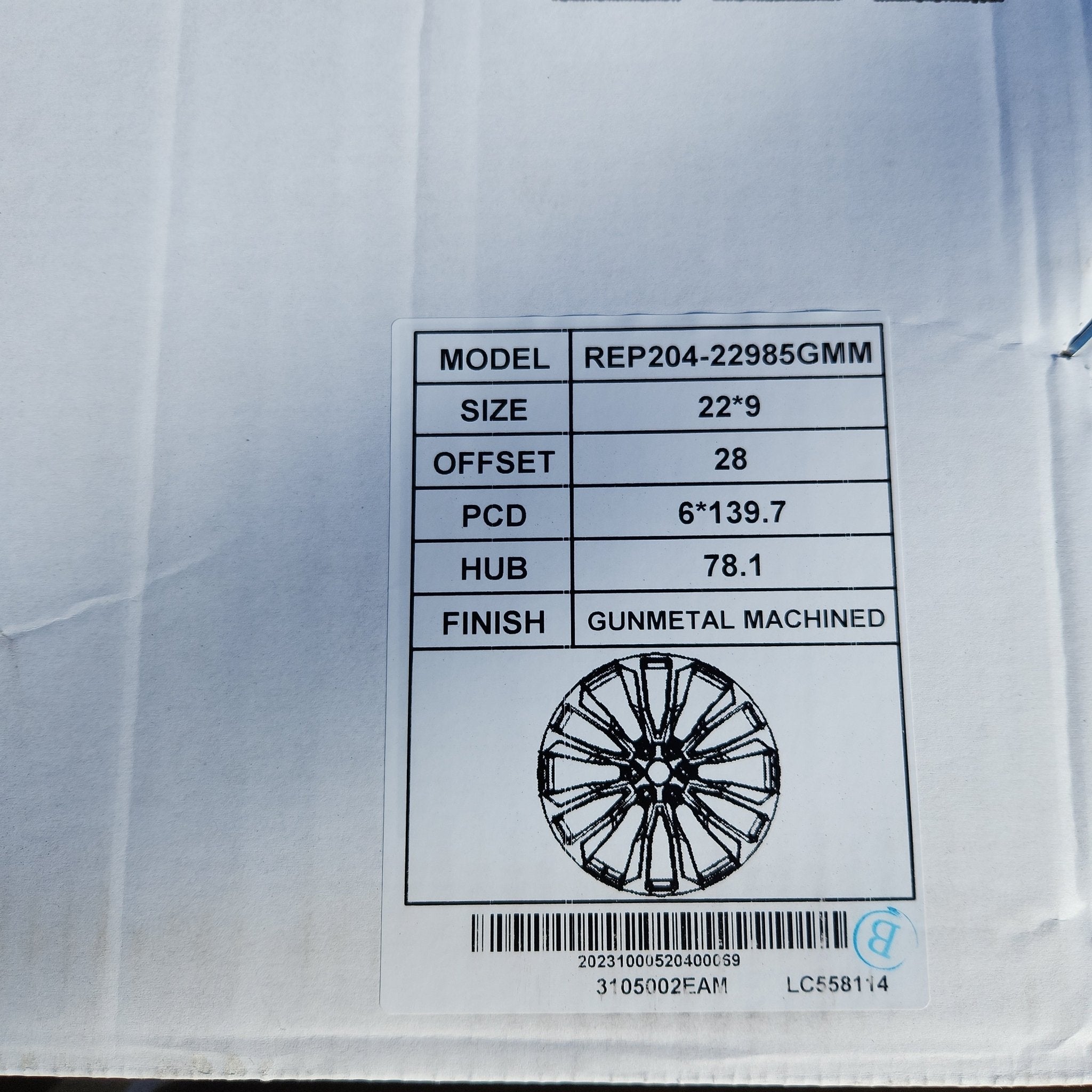 REP204 22X9.0 6X139.7 GUNMETAL MACHINED FACE - Gun Hill Tire House (WTW - WHOLESALE TIRES & WHEELS)