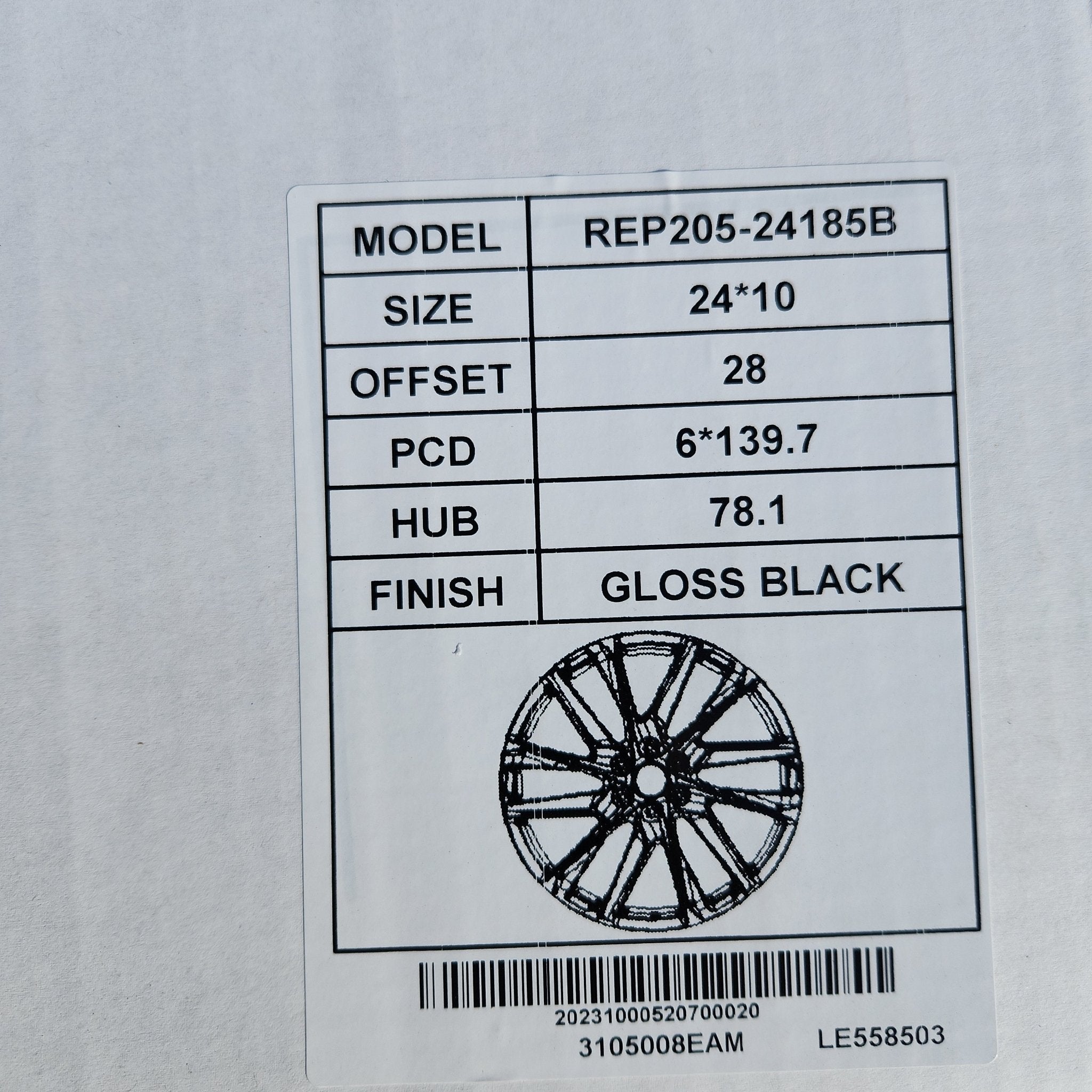 REP205 24X10 6X139.7 GLOSS BLACK - Gun Hill Tire House (WTW - WHOLESALE TIRES & WHEELS)