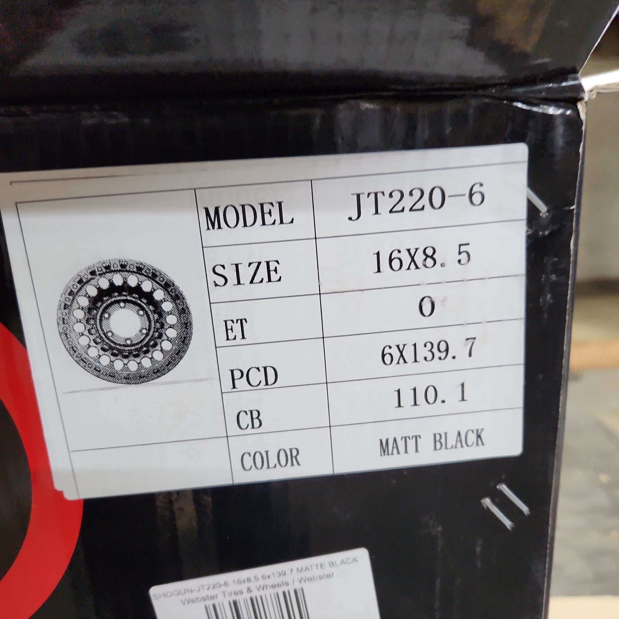 SHOGUN - JT220 - 6 16x8.5 6x139.7 MATTE BLACK - Gun Hill Tire House (WTW - WHOLESALE TIRES & WHEELS)