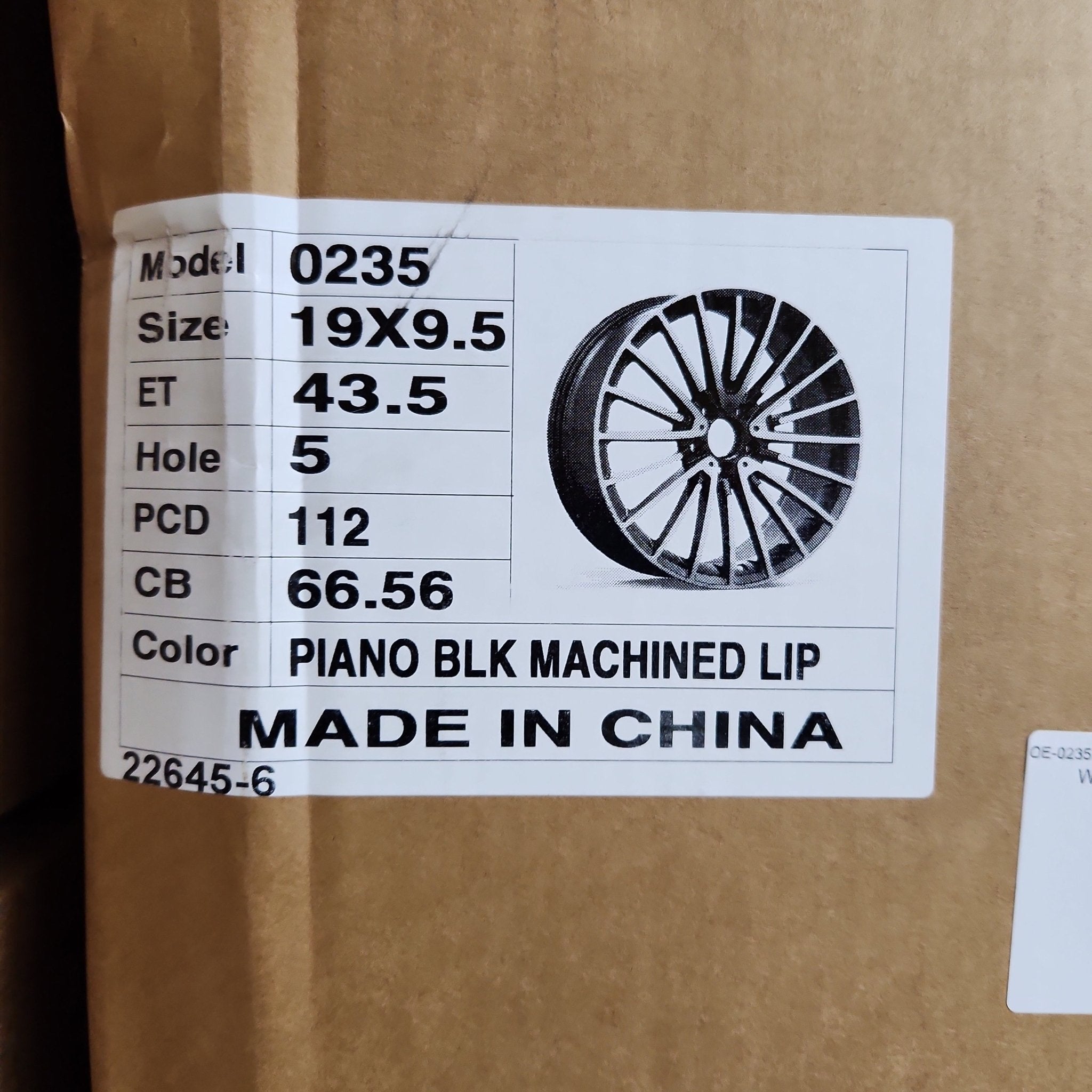 OE - 0235 19x9.5 5x112 GLOSS BLACK MACHINED LIPS - Gun Hill Tire House (WTW - WHOLESALE TIRES & WHEELS)
