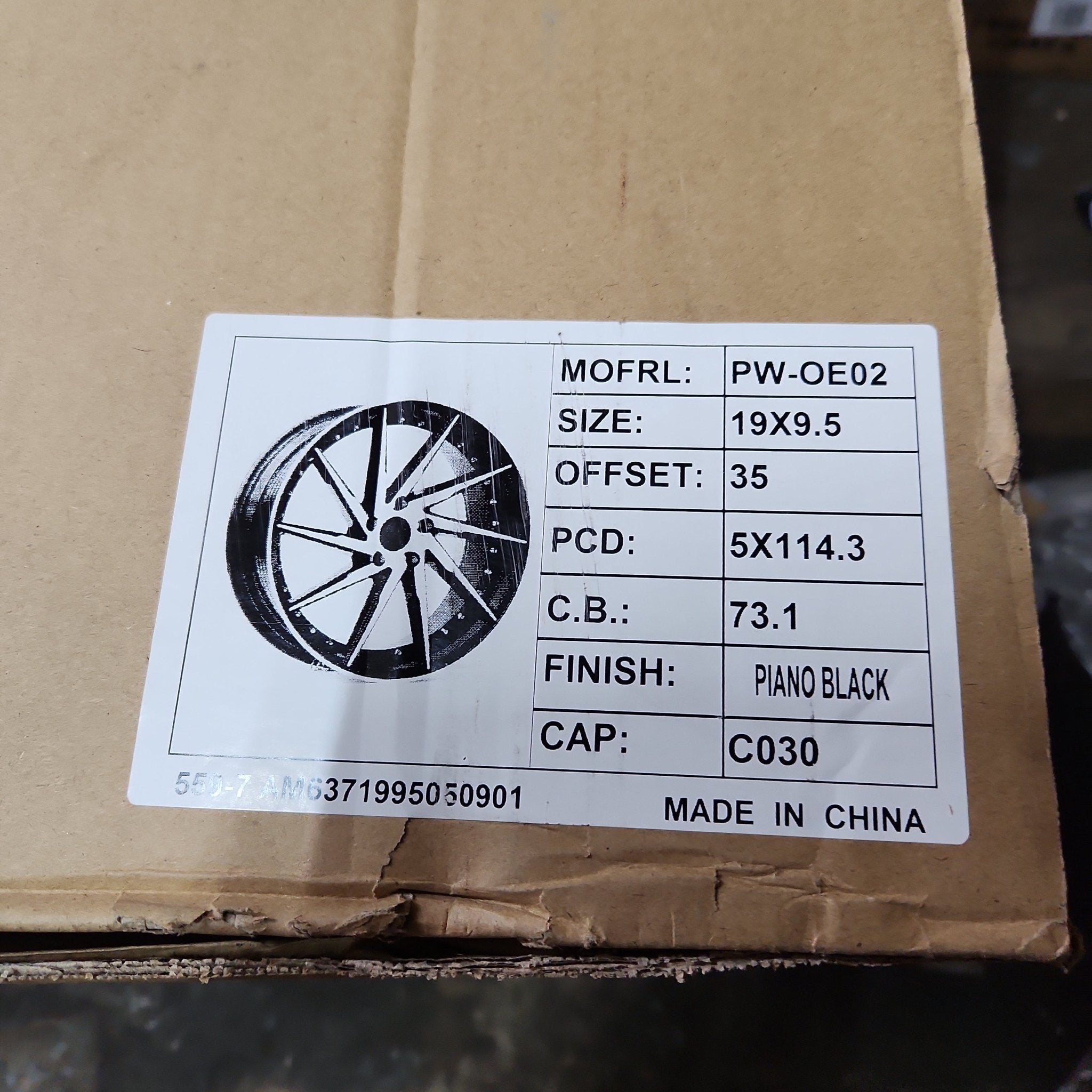 VOSSEN STYLE - PW OE02 CVT 19x9.5 5x4.5 PIANO BLACK - Gun Hill Tire House (WTW - WHOLESALE TIRES & WHEELS)