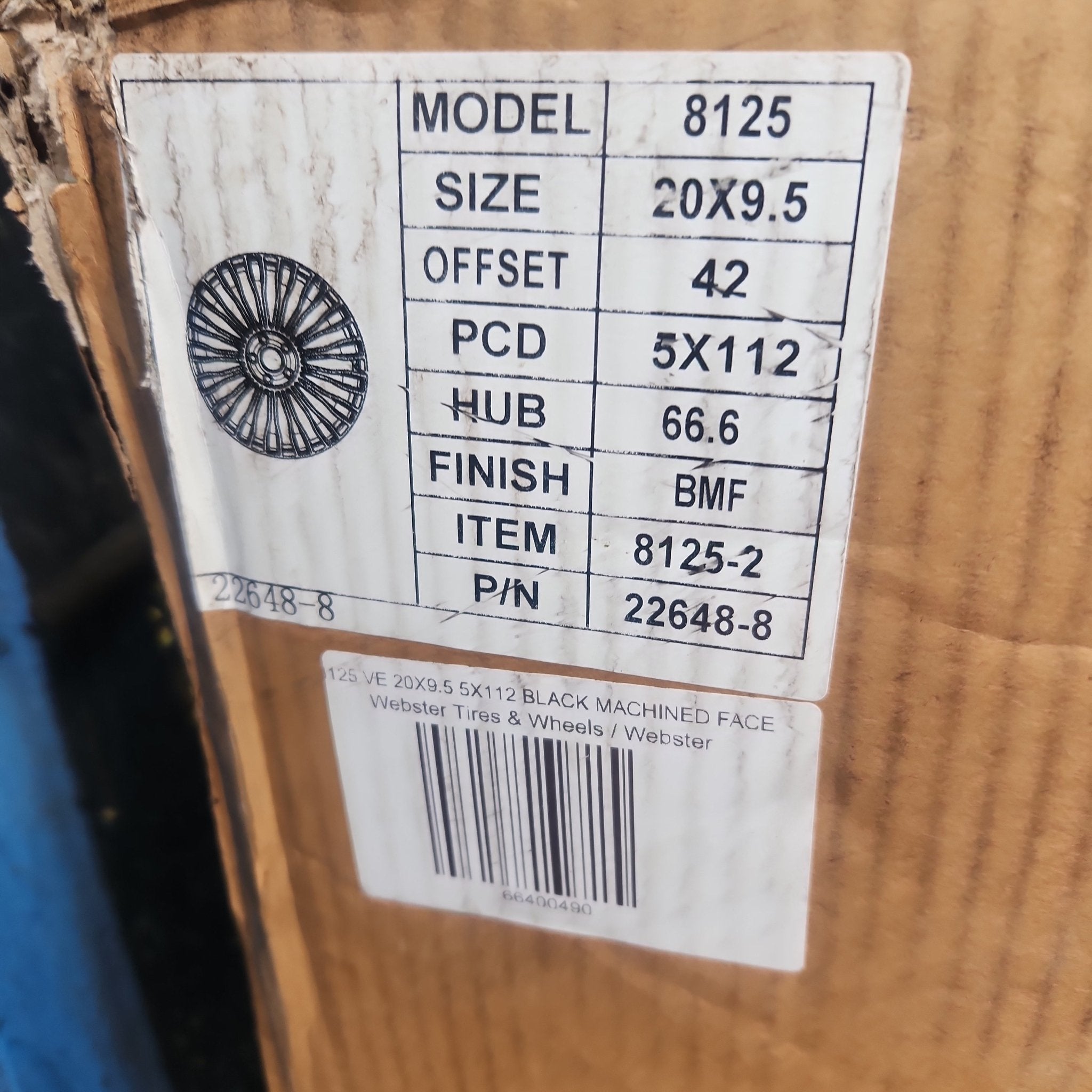 8125 VE 20X9.5 5X112 BLACK MACHINED FACE - Gun Hill Tire House (WTW - WHOLESALE TIRES & WHEELS)