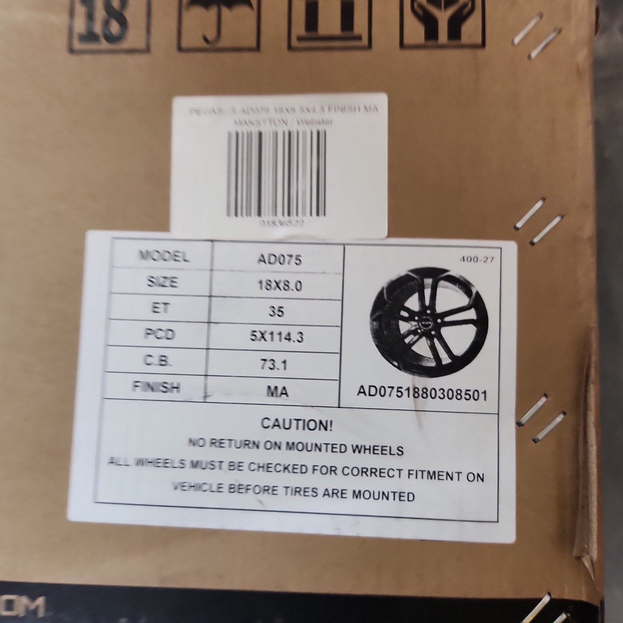 PEGASUS AD075 18X8 5X4.5 FINISH MA - Gun Hill Tire House (WTW - WHOLESALE TIRES & WHEELS)