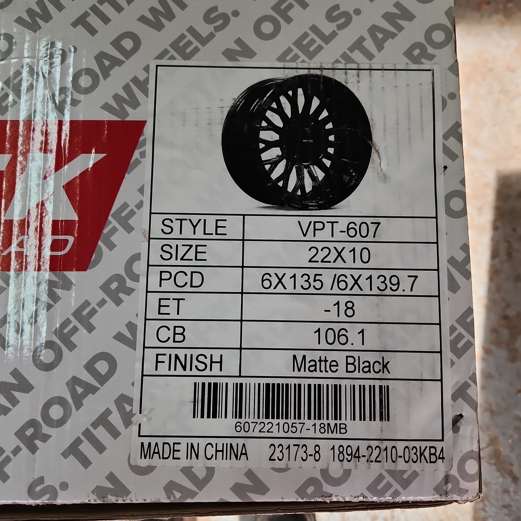 VORTEK VRT - 607 22X10 6X139.7 6X135 MATTE BLACK - Gun Hill Tire House (WTW - WHOLESALE TIRES & WHEELS)