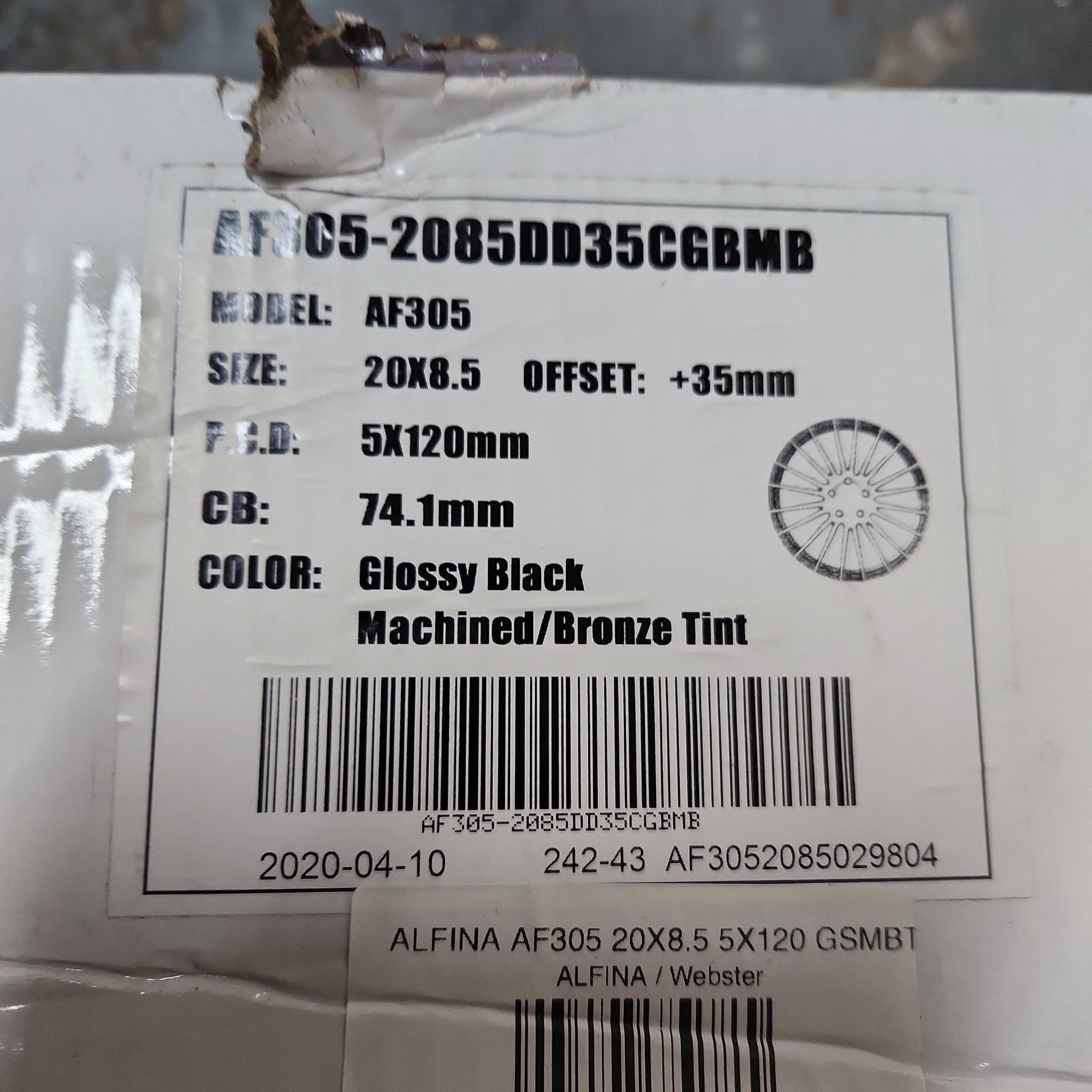 ALFINA AF305 20X8.5 5X120 GSMBT - Gun Hill Tire House (WTW - WHOLESALE TIRES & WHEELS)