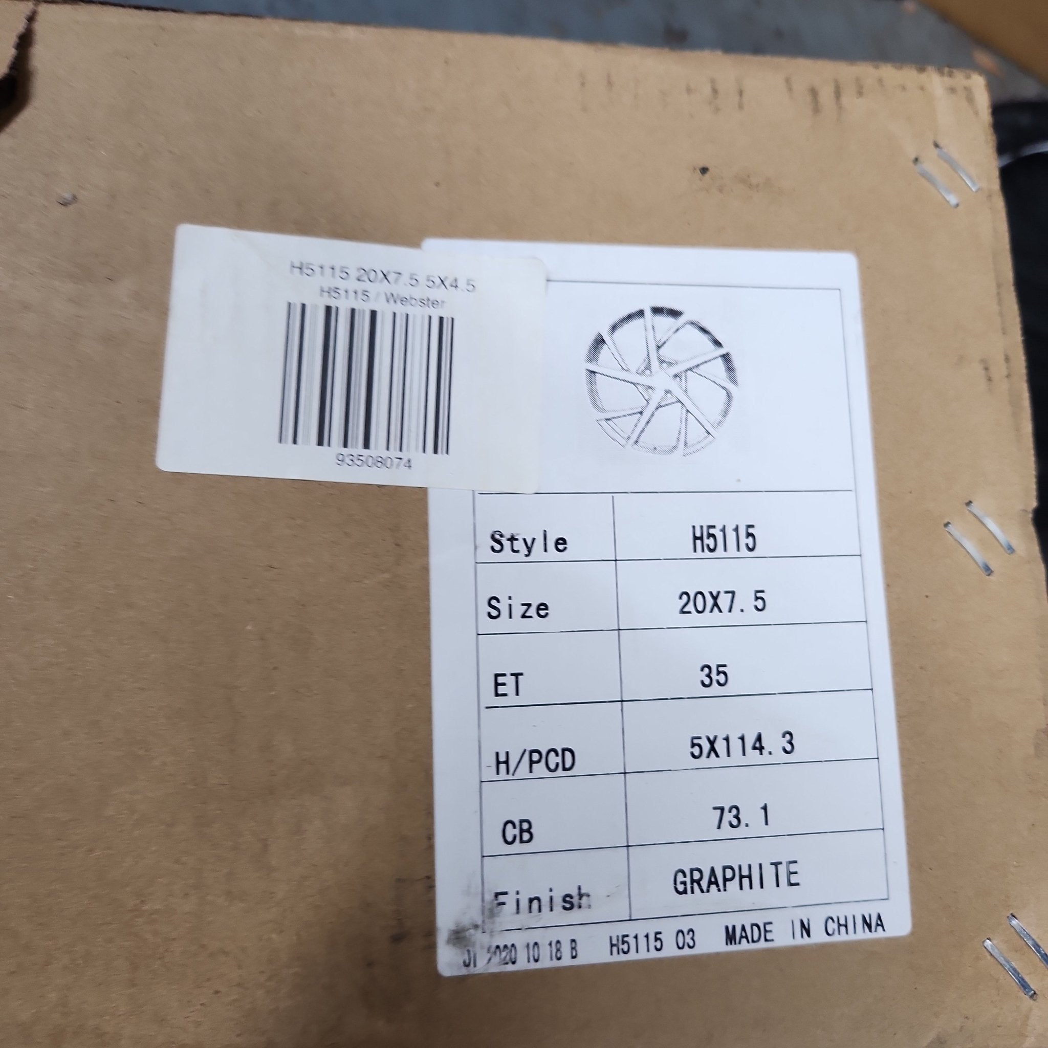 H5115 20X7.5 5X4.5 GRAPHITE - Gun Hill Tire House (WTW - WHOLESALE TIRES & WHEELS)