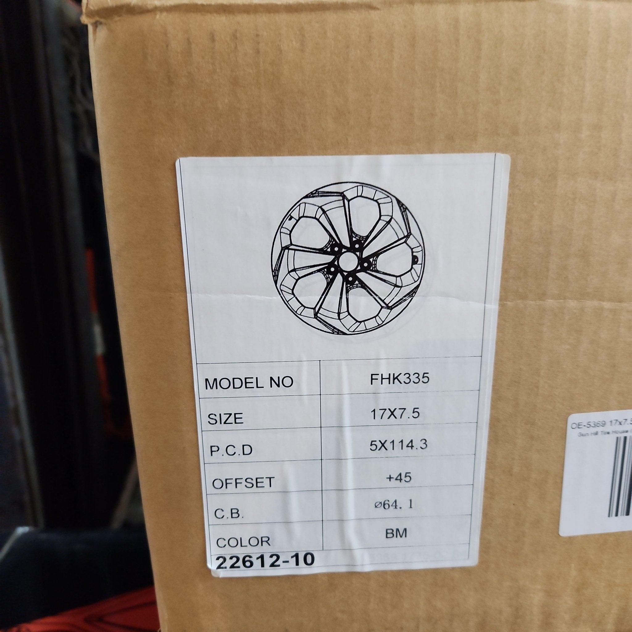 OE - 5369 17x7.5 5x114.3 BLACK MACHINED FACE - Gun Hill Tire House (WTW - WHOLESALE TIRES & WHEELS)