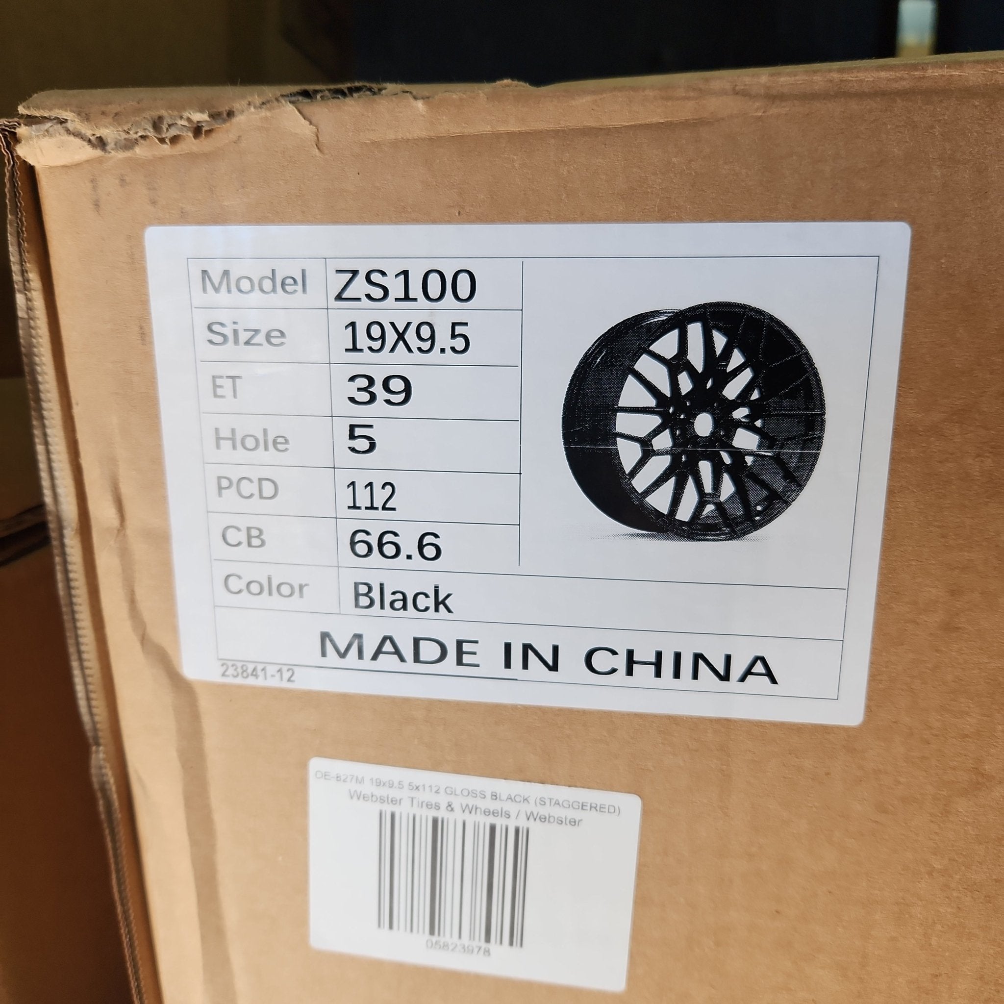 OE - 827M ZS100 19x9.5 5x112 GLOSS BLACK (STAGGERED) - Gun Hill Tire House (WTW - WHOLESALE TIRES & WHEELS)