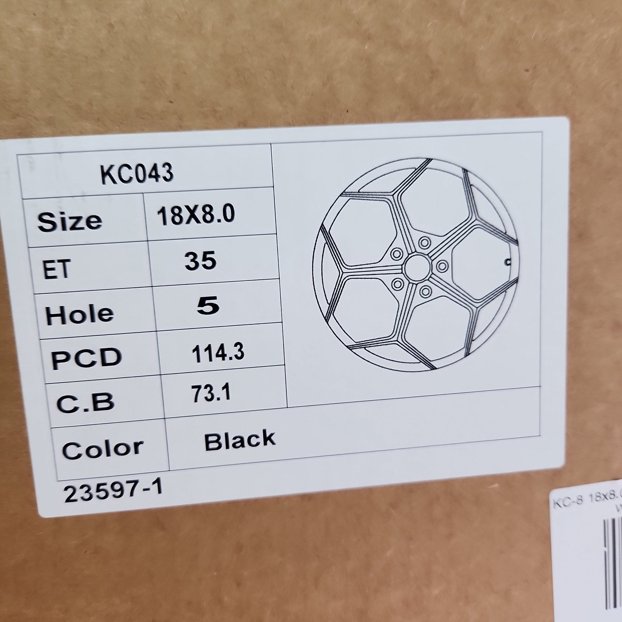 KC - 8 18x8.0 5x114.3 GLOSS BLACK - Gun Hill Tire House (WTW - WHOLESALE TIRES & WHEELS)