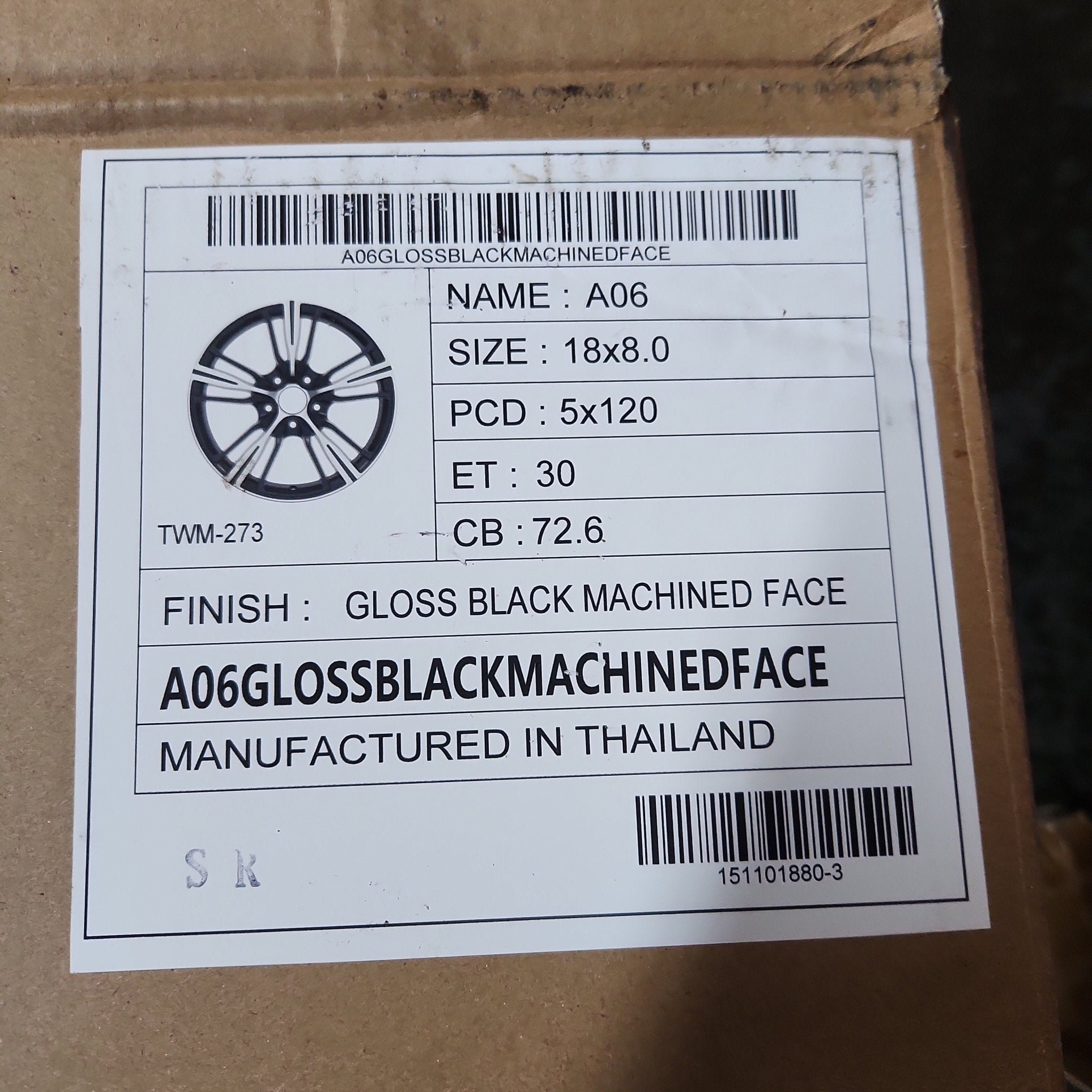 GWG A06 18x8.0 5x120 GLOSS BLACK MACHINED FACE - Gun Hill Tire House (WTW - WHOLESALE TIRES & WHEELS)