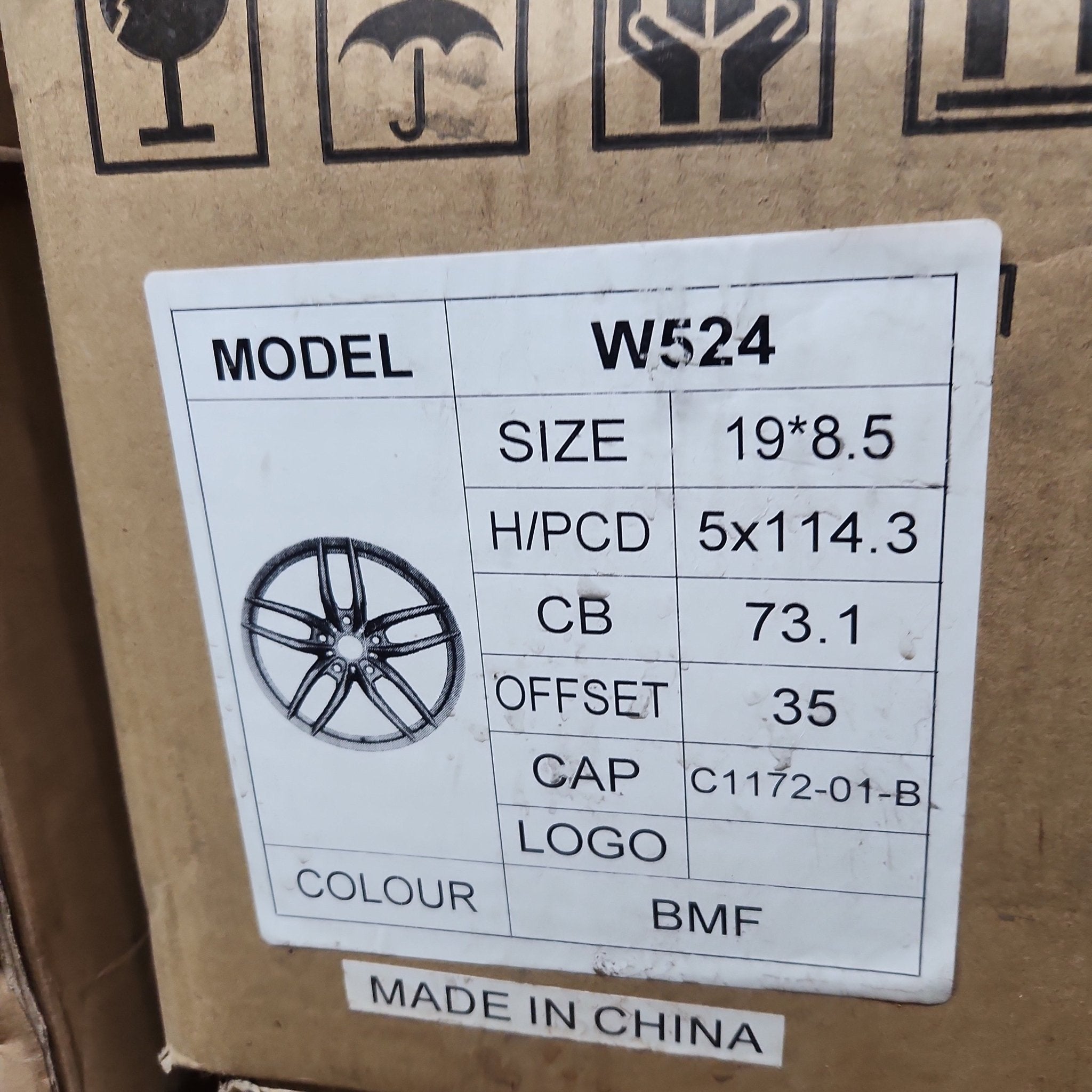 W524 19X8.5 5X114.3 BLACK MACHINED FACE - Gun Hill Tire House (WTW - WHOLESALE TIRES & WHEELS)