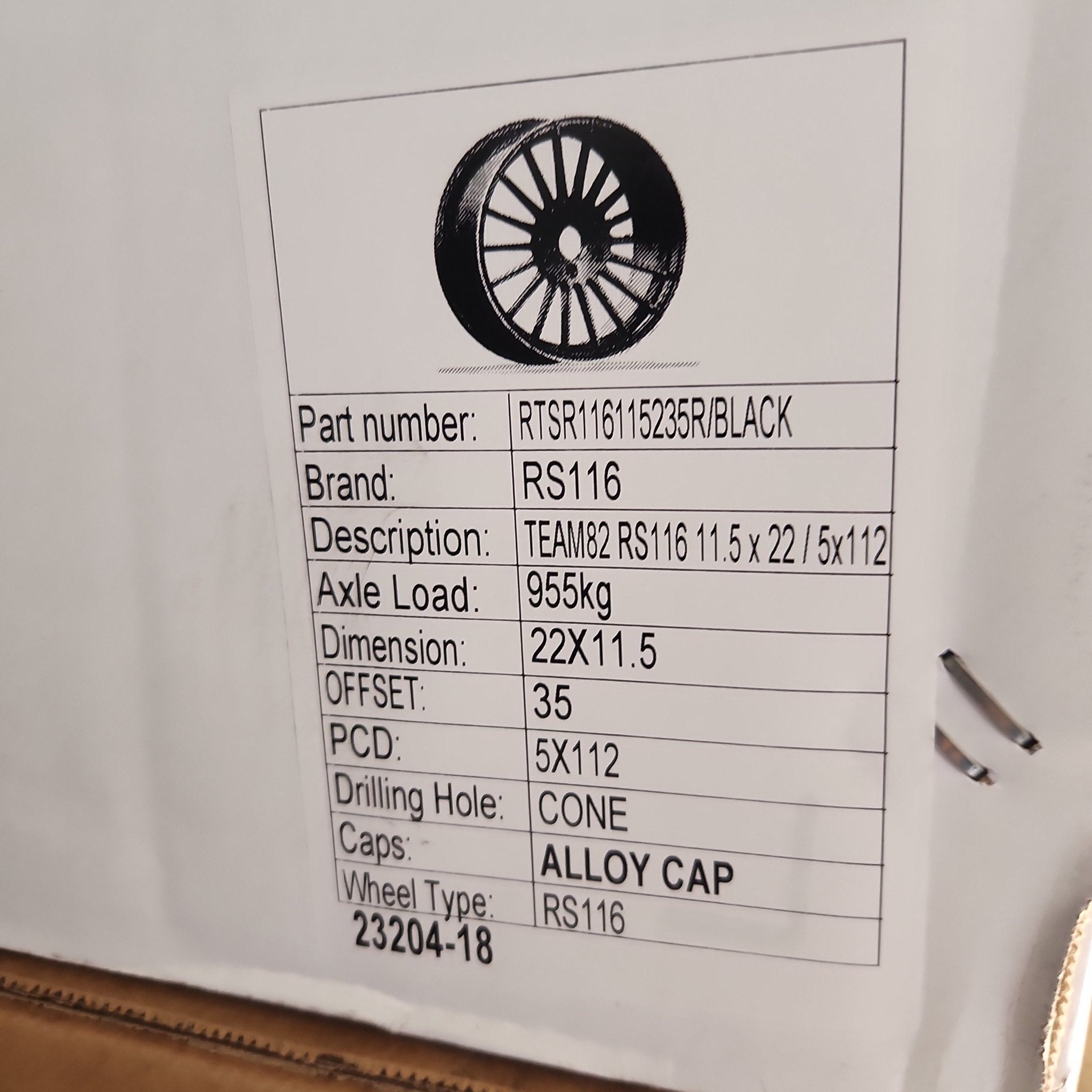 0124 22x11.5 5x112 GLOSS BLACK - Gun Hill Tire House (WTW - WHOLESALE TIRES & WHEELS)