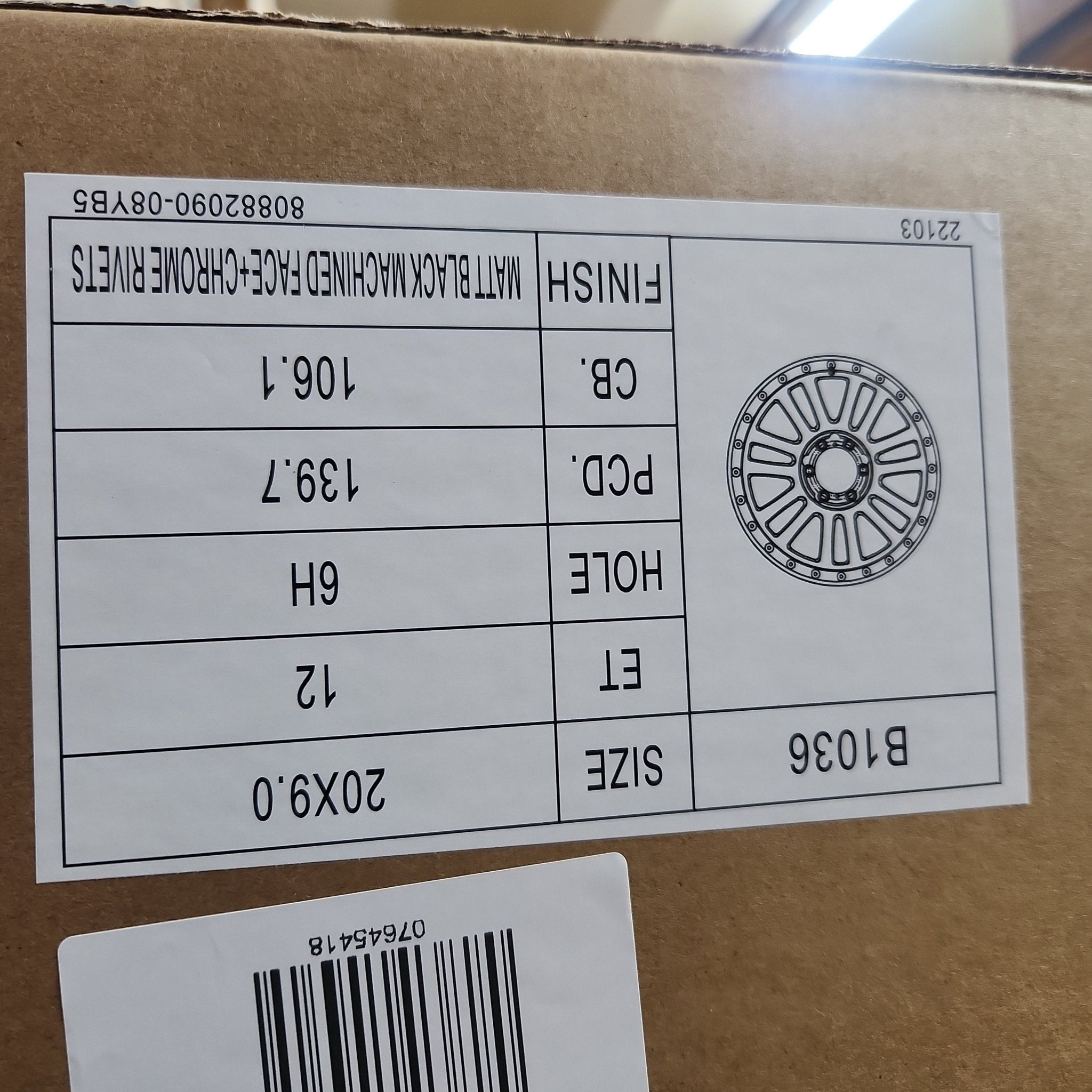 OE - B1036 EL CAJON REP 20x9.0 6x139.7 MATTE BLACK MACHINED FACE + CHROME - Gun Hill Tire House (WTW - WHOLESALE TIRES & WHEELS)