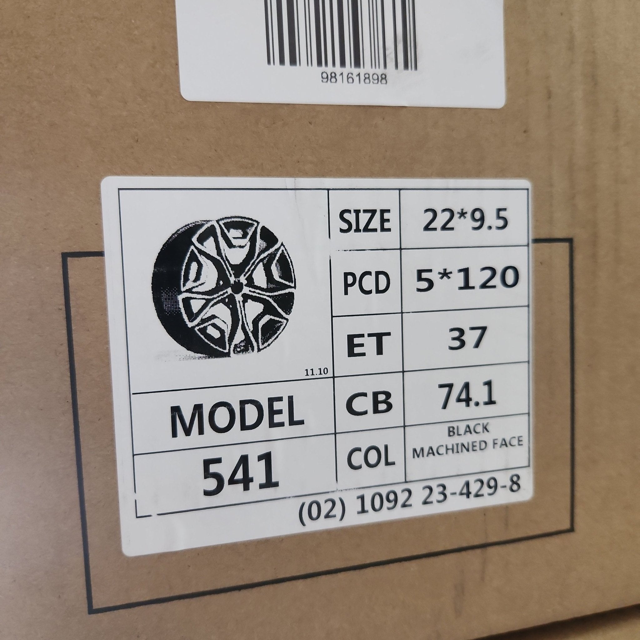 OE-541 1021M STYLE 22x9.5 5x120 GLOSS BLACK MACHINED FACE