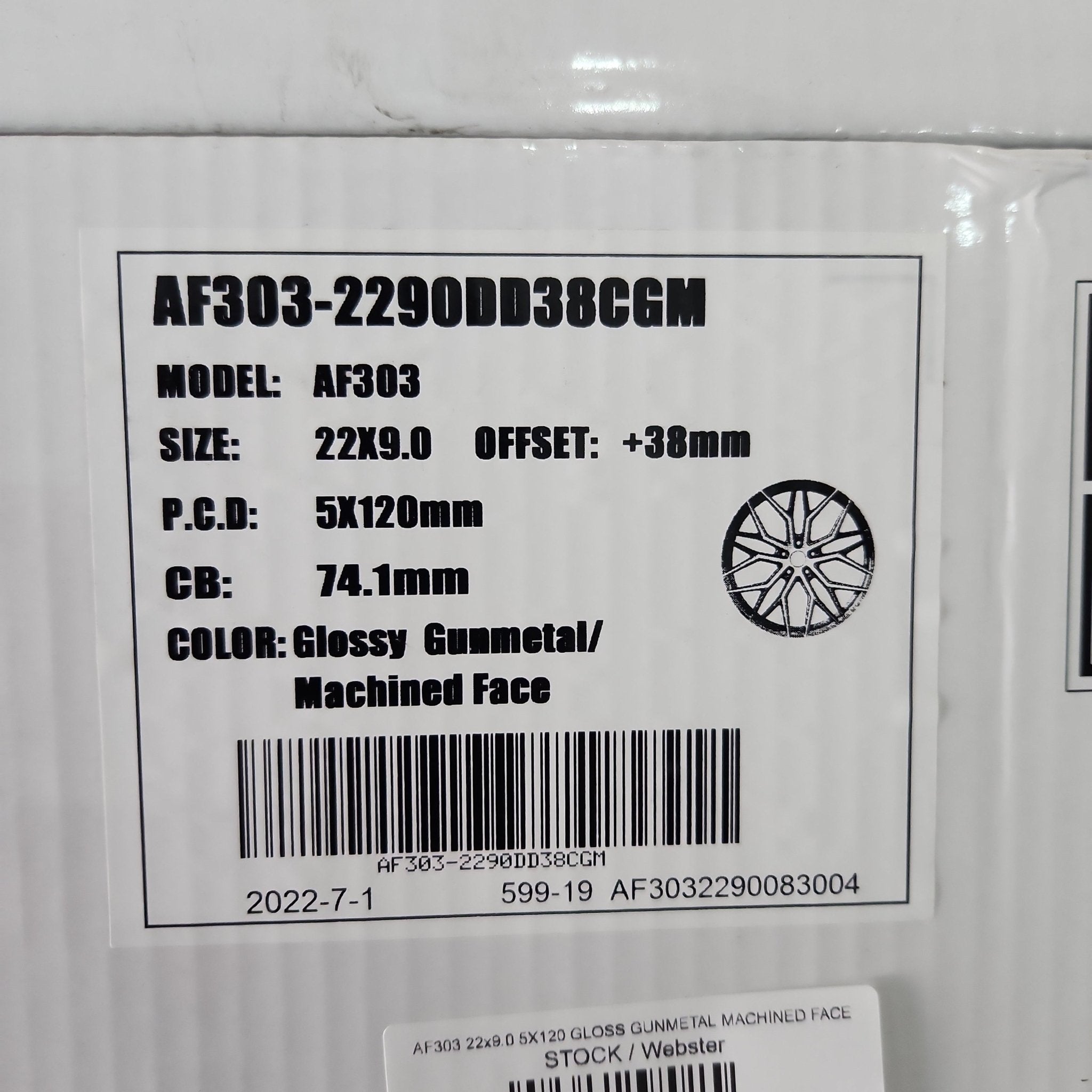 AF303 22x9.0 5X120 GLOSS GUNMETAL MACHINED FACE