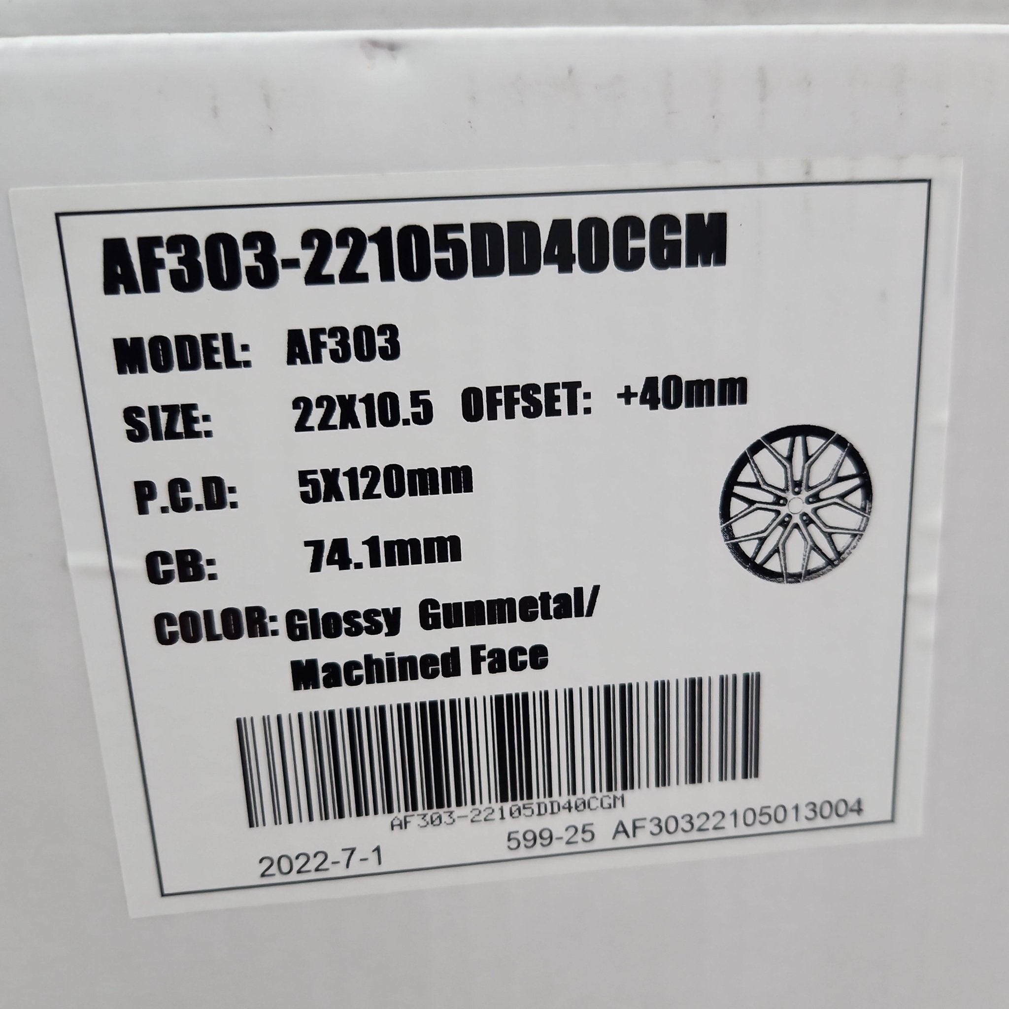 AF303 22x10.5 5x120 GLOSS GUNMETAL MACHINED FACE