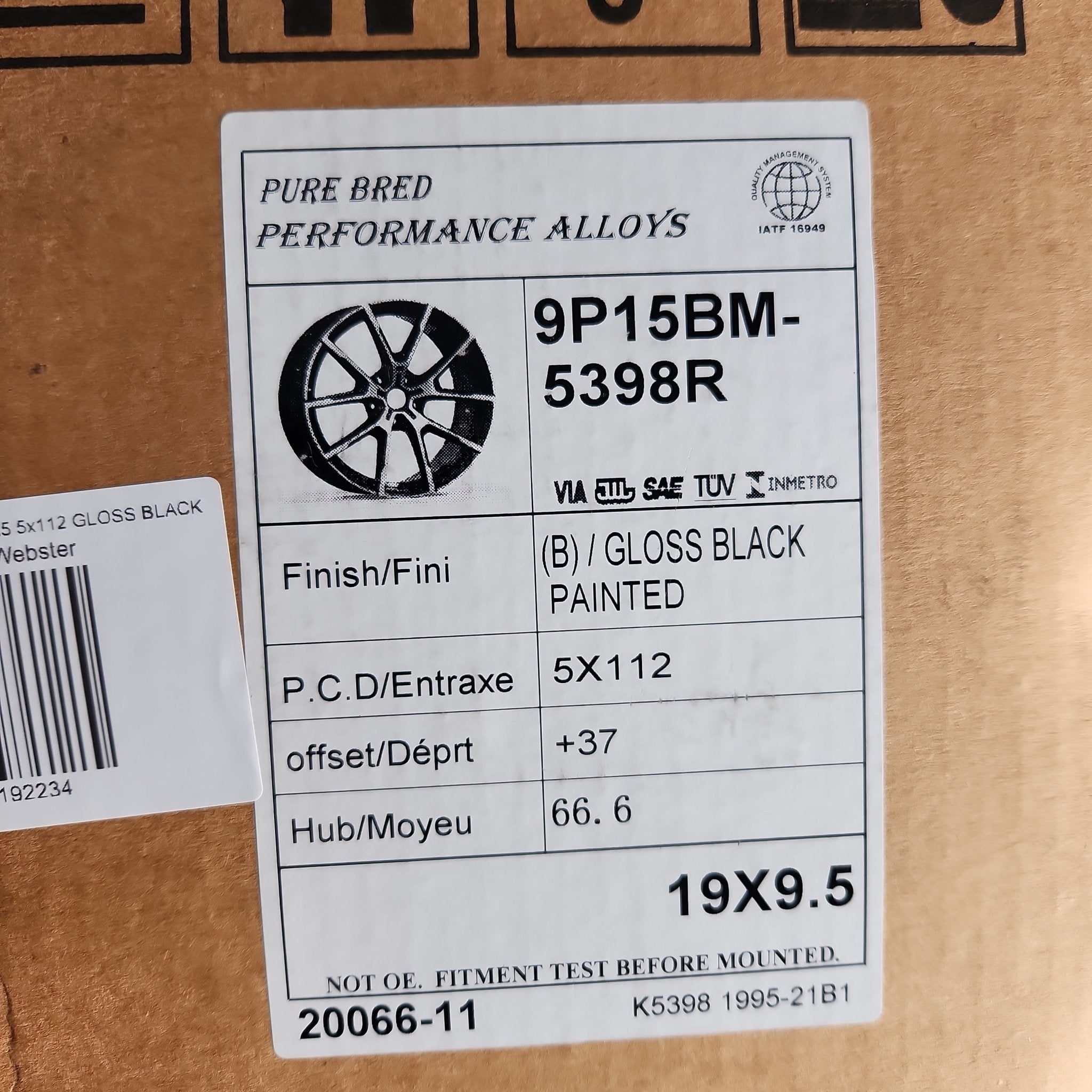 OE - 5398 728M STYLE 19x9.5 5x112 GLOSS BLACK - Gun Hill Tire House (WTW - WHOLESALE TIRES & WHEELS)