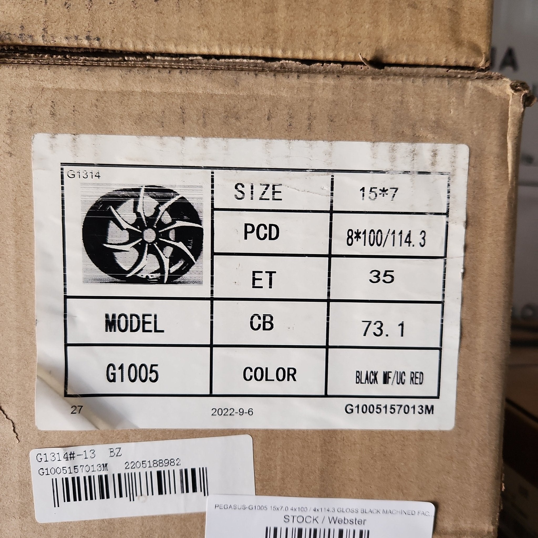 PEGASUS - G1005 15x7.0 4x100 / 4x114.3 GLOSS BLACK MACHINED FACE RED UNDER CUT - Gun Hill Tire House (WTW - WHOLESALE TIRES & WHEELS)