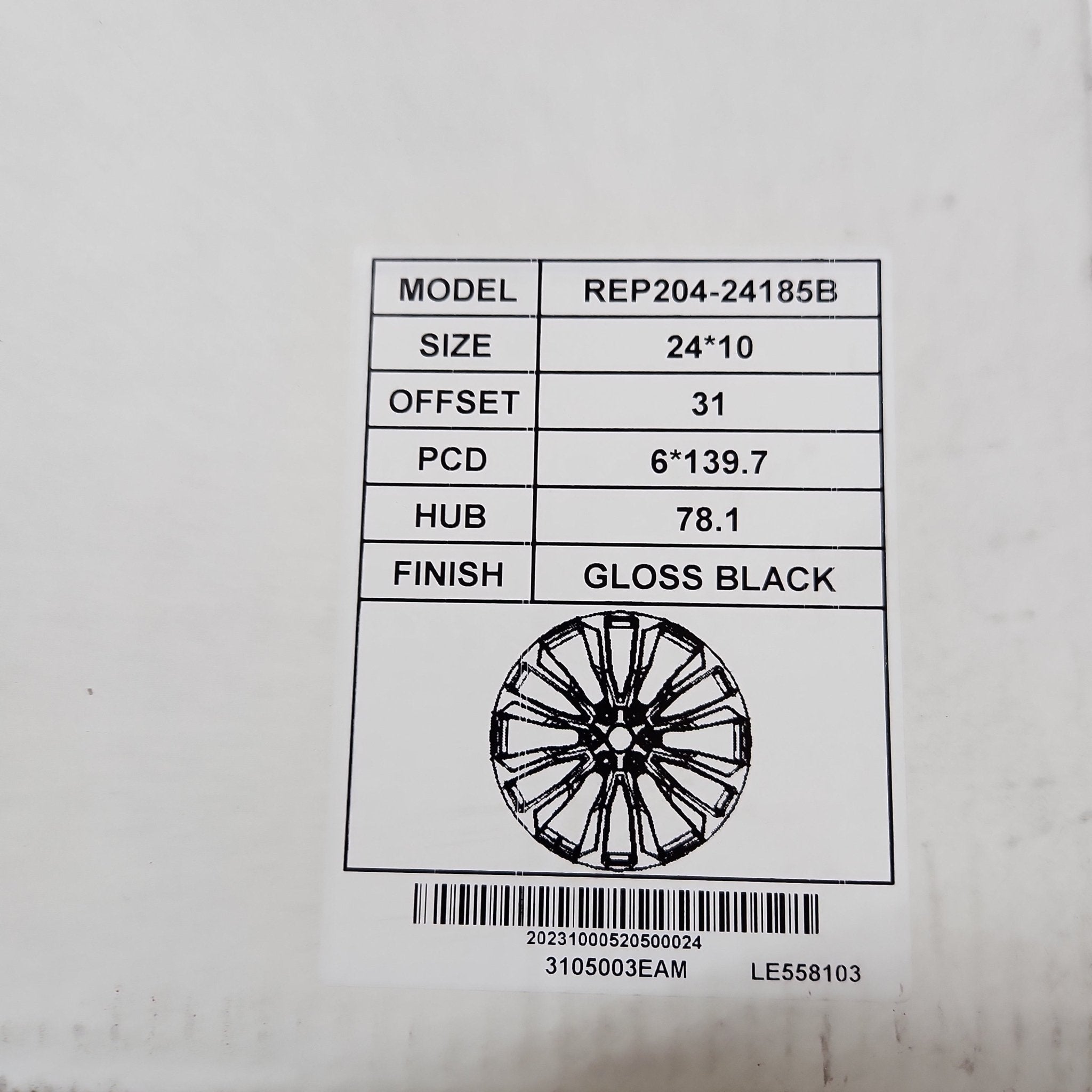 REP204 24x10 6x139.7 FULL GLOSS BLACK - Gun Hill Tire House (WTW - WHOLESALE TIRES & WHEELS)