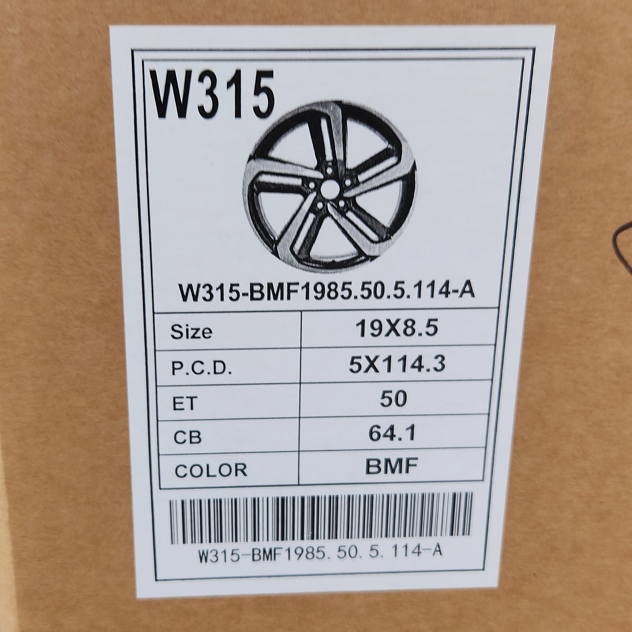 W315 652 19x8.5 5x114.3 BLACK MACHINED FACE - Gun Hill Tire House (WTW - WHOLESALE TIRES & WHEELS)