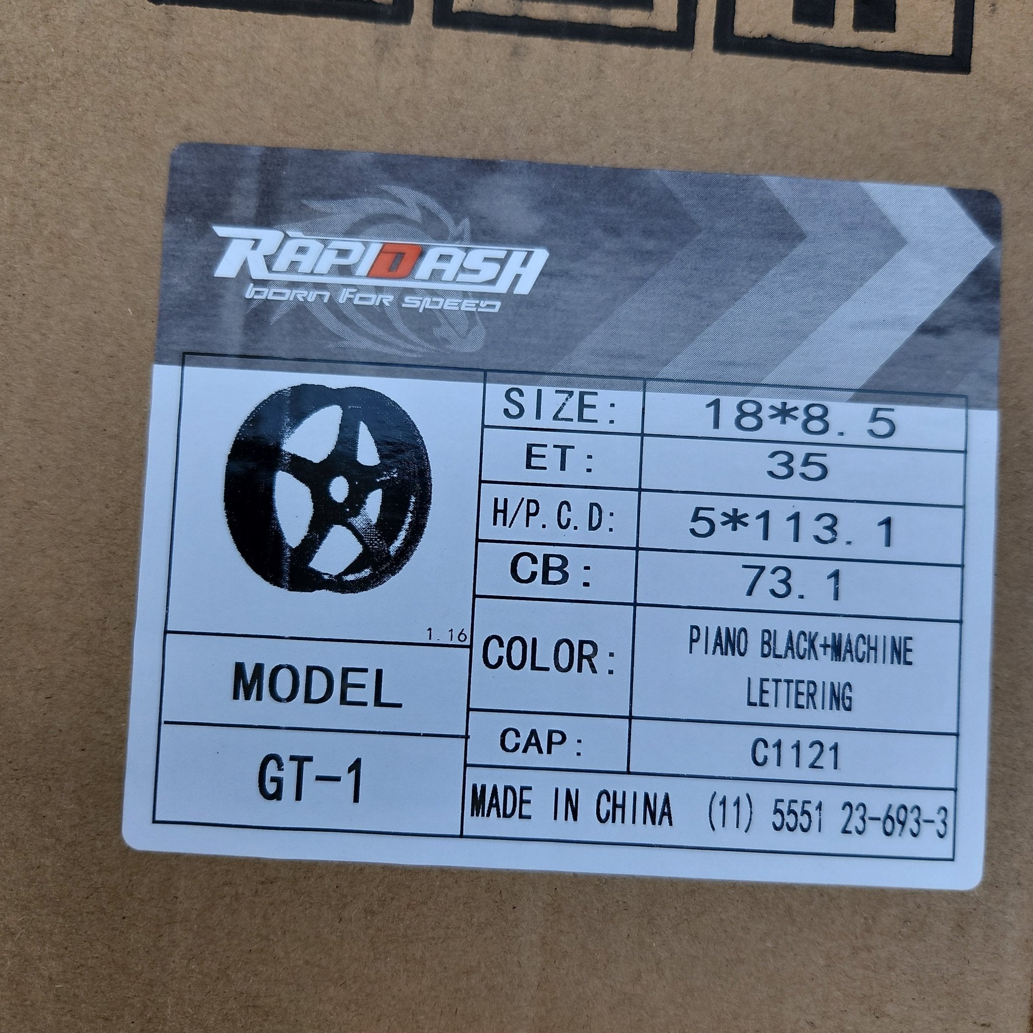 GT - 1 GT STYLE EP 18x8.5 5x112 / 5x114.3 GLOSS BLACK WITH LETTERING V - Gun Hill Tire House (WTW - WHOLESALE TIRES & WHEELS)