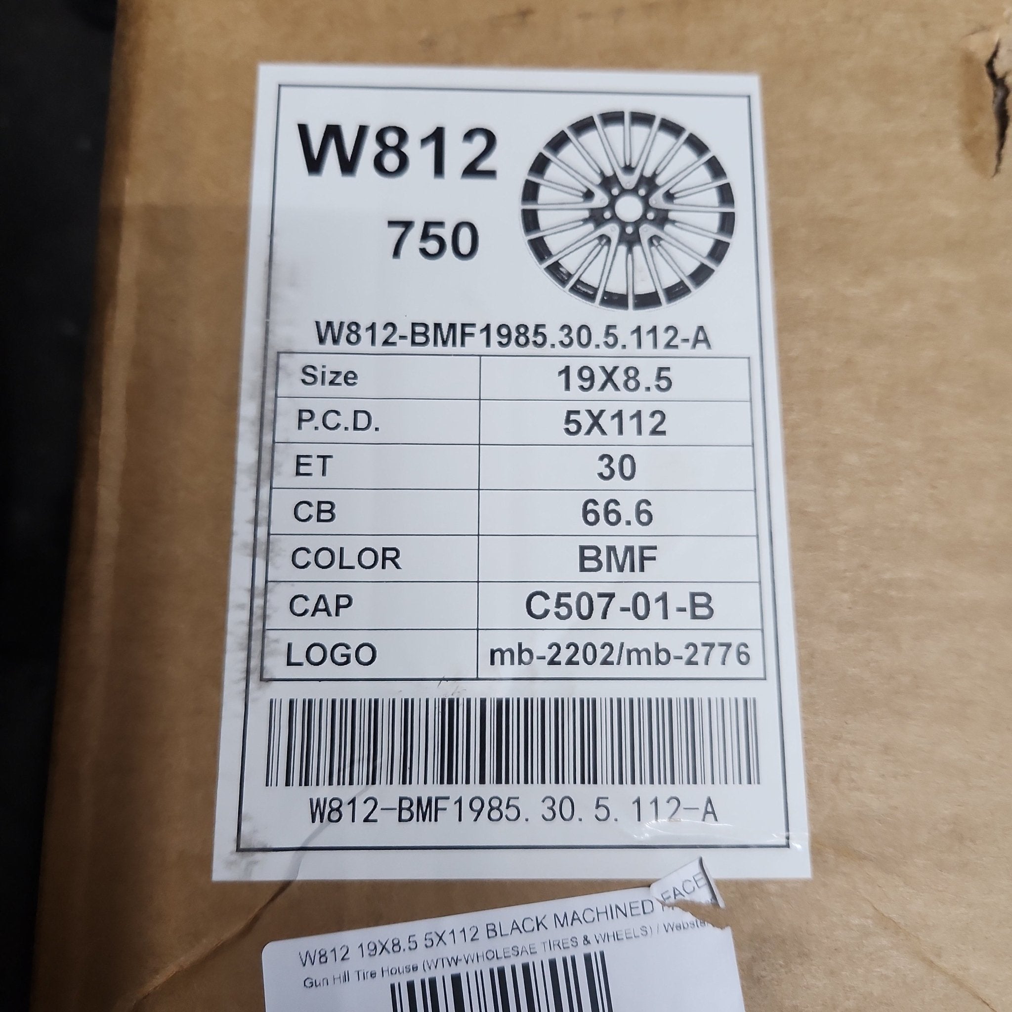 W812 19X8.5 5X112 BLACK MACHINED FACE - Gun Hill Tire House (WTW - WHOLESALE TIRES & WHEELS)