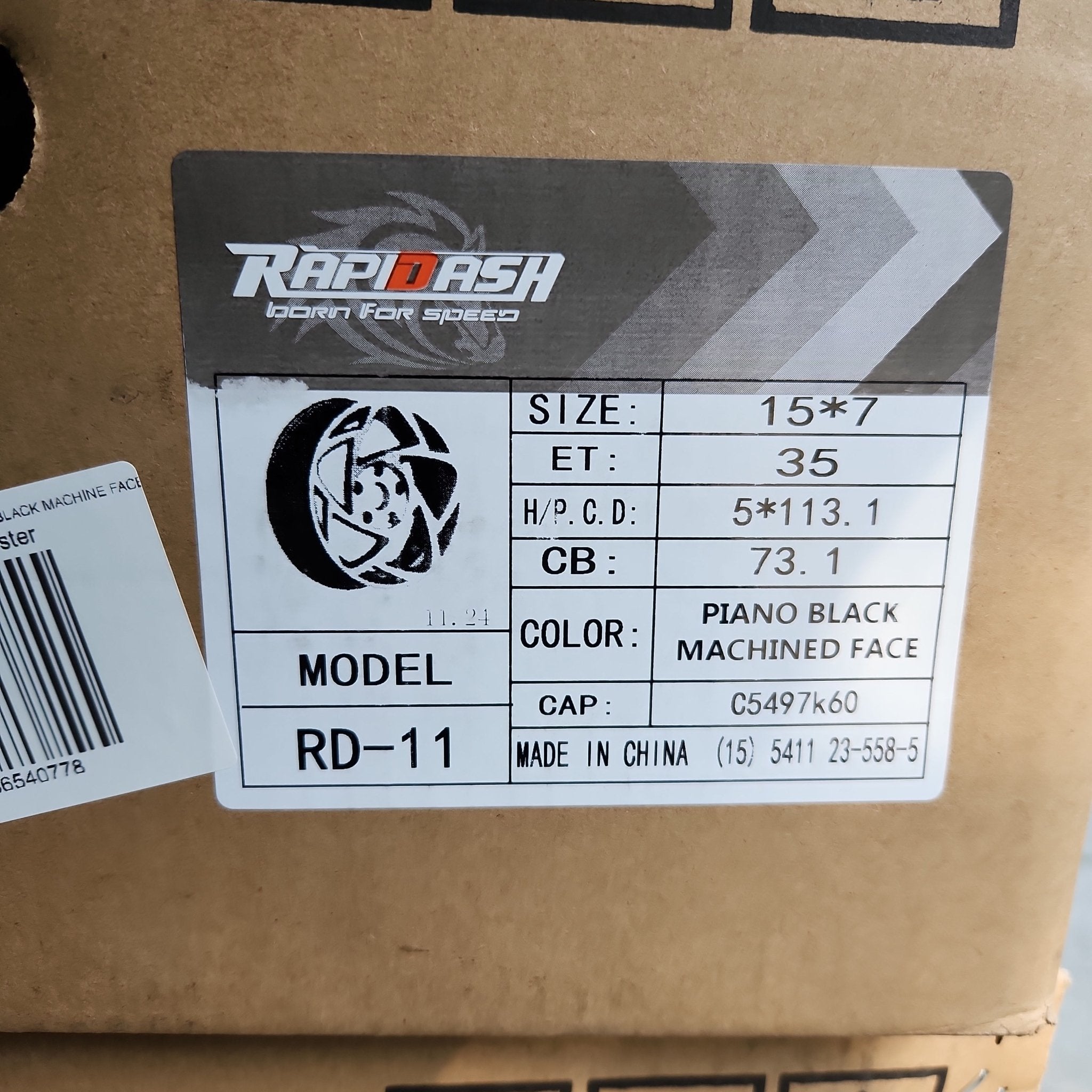 RAPIDASH RD - 11 15x7.0 5x112 5x114.3 GLOSS BLACK MACHINE FACE - Gun Hill Tire House (WTW - WHOLESALE TIRES & WHEELS)