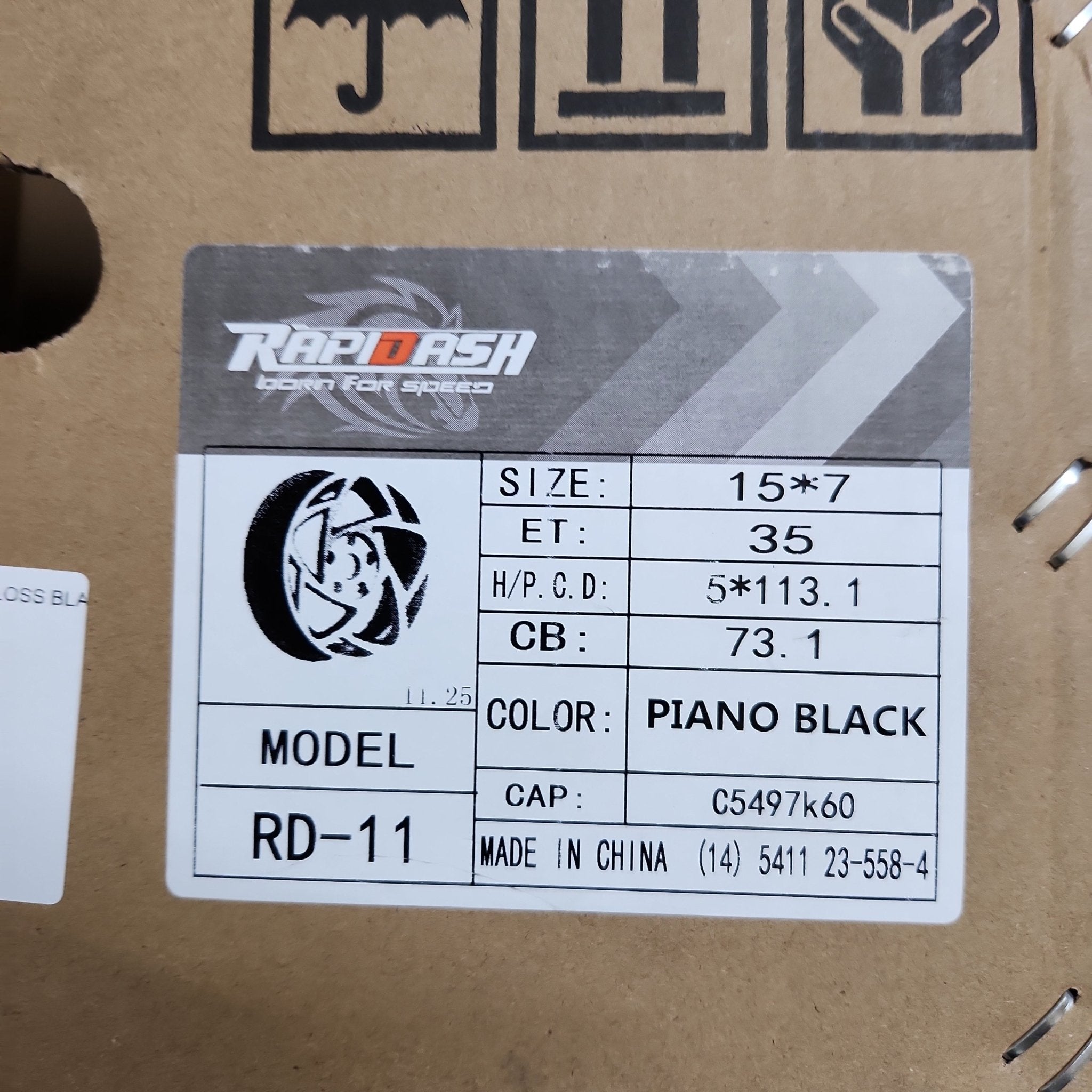 RAPIDASH RD - 11 15x7.0 5x112 5x114.3 GLOSS BLACK - Gun Hill Tire House (WTW - WHOLESALE TIRES & WHEELS)