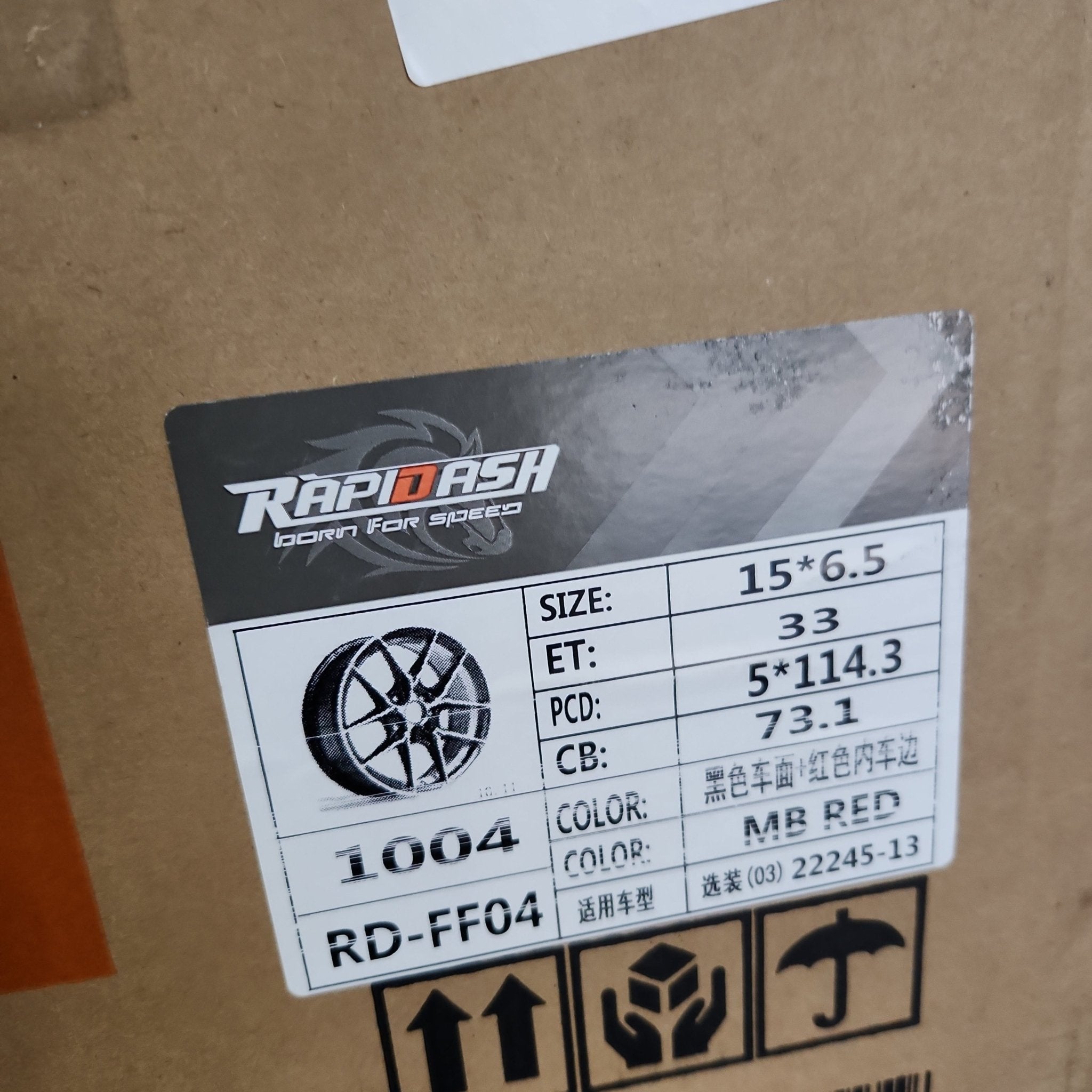 RAPIDASH RD - 04 15x6.5 5x114.3 GLOSS BLACK MACHINE FACE & RED UNDER CUT - Gun Hill Tire House (WTW - WHOLESALE TIRES & WHEELS)