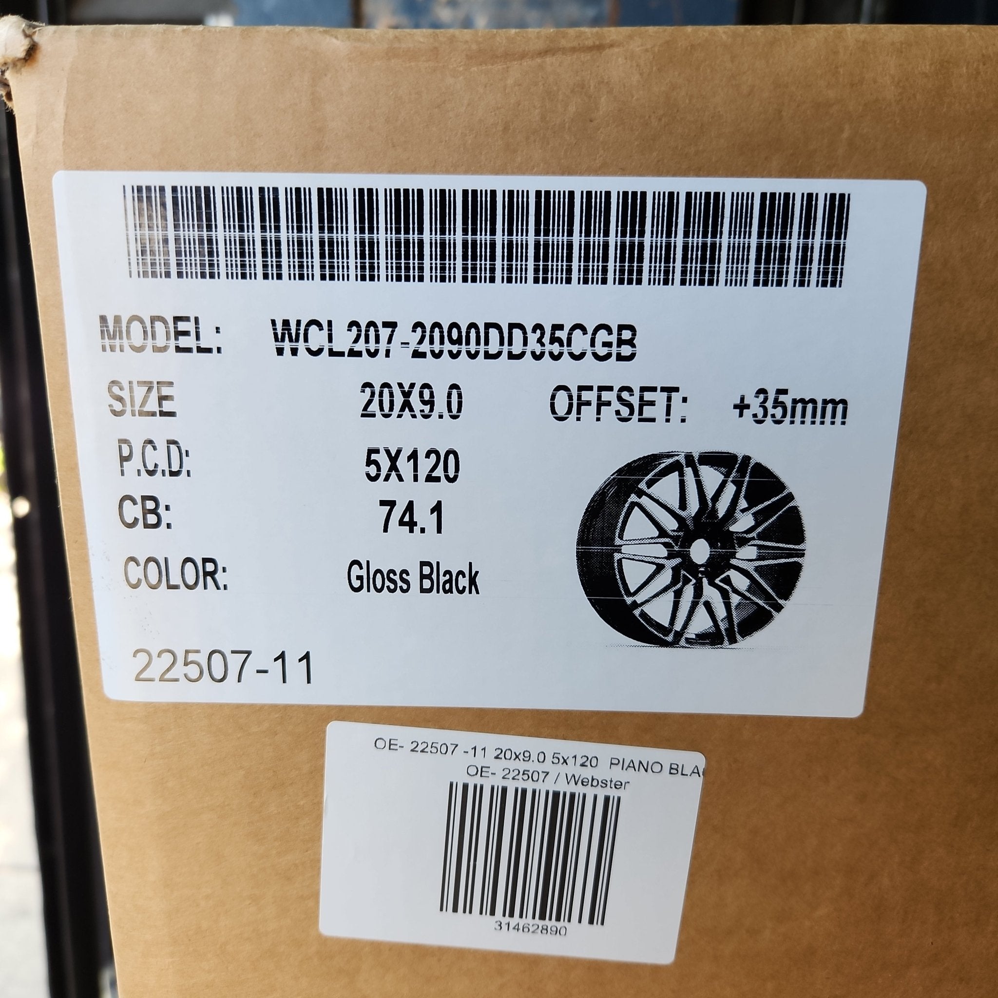 WCL207 - 11 20x9.0 5x120 GLOSS BLACK - Gun Hill Tire House (WTW - WHOLESALE TIRES & WHEELS)