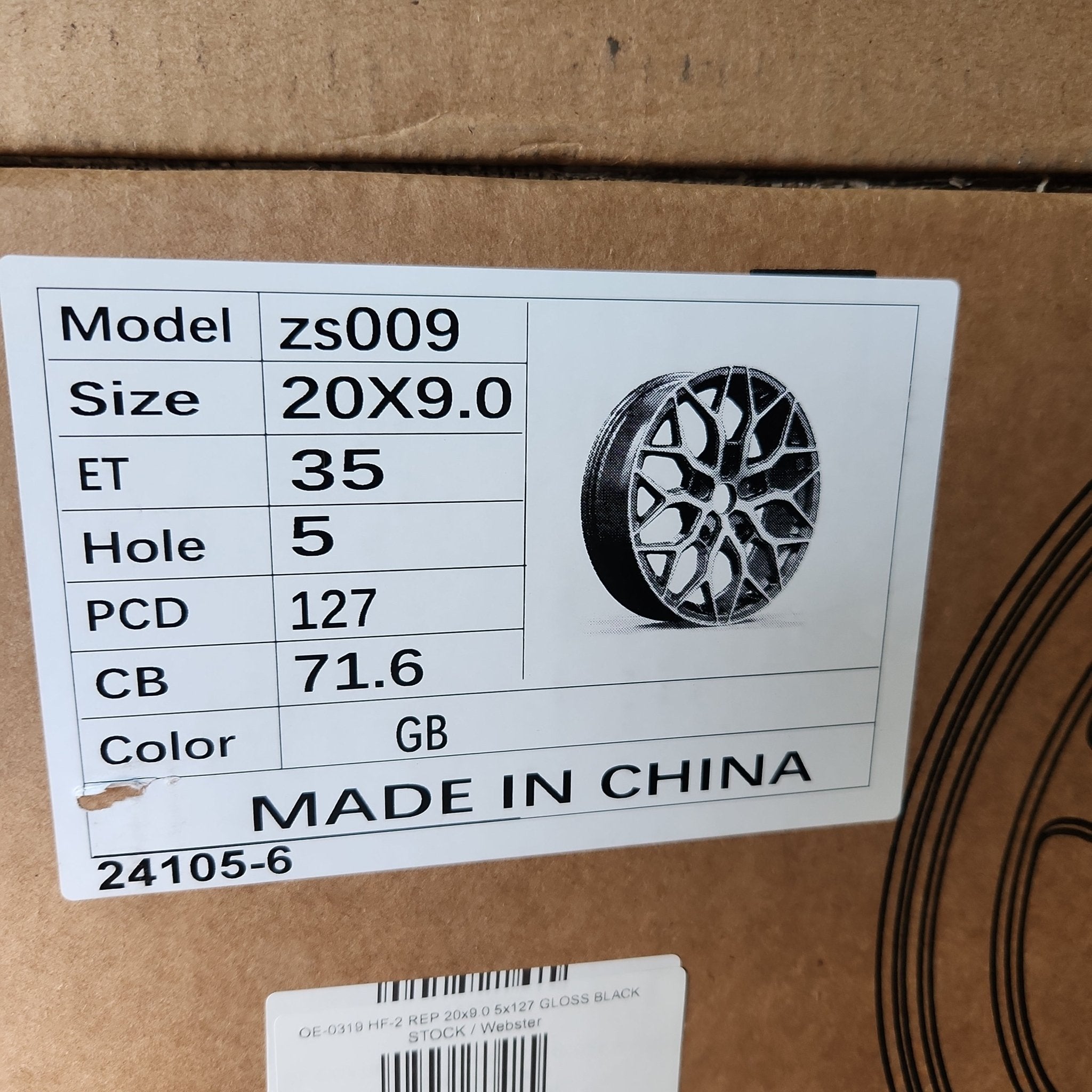 OE-0319 HF-2 REP 20x9.0 5x127 GLOSS BLACK