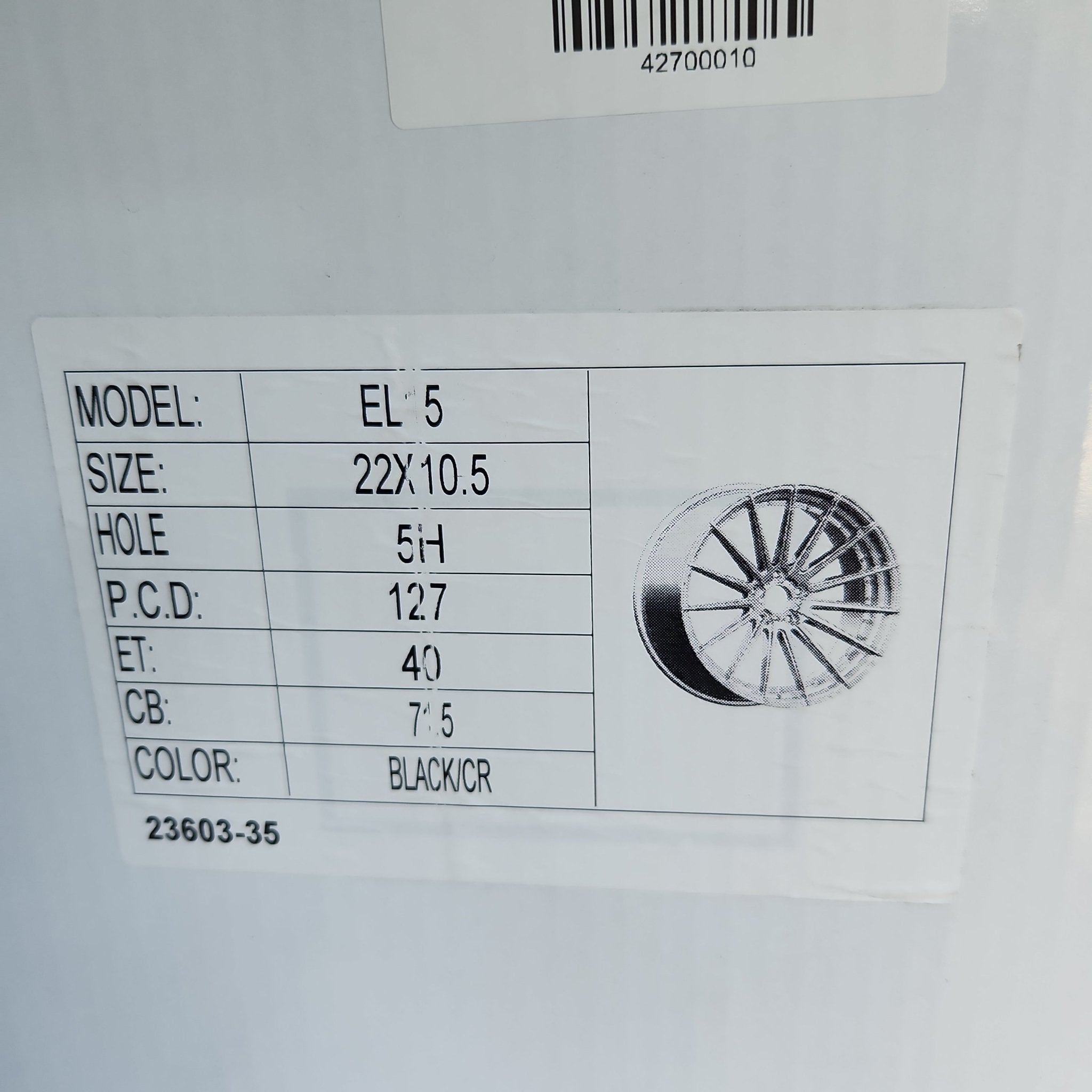 ELEMENT EL - 15 22x10.5 5x127 GLOSS BLACK CHROME RIVETS - Gun Hill Tire House (WTW - WHOLESALE TIRES & WHEELS)