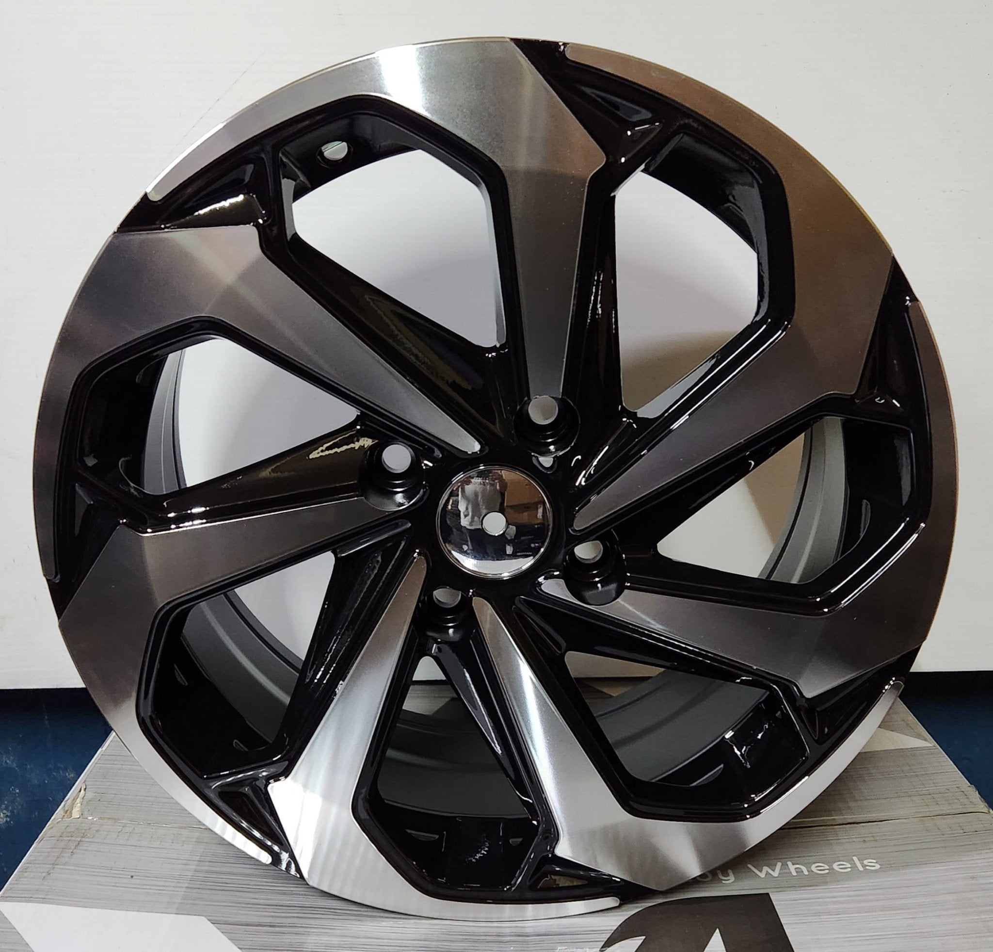 REW005 - 6 16x7.0 4x114.3 PIANO BLACK MACHINE FACE - Gun Hill Tire House (WTW - WHOLESALE TIRES & WHEELS)