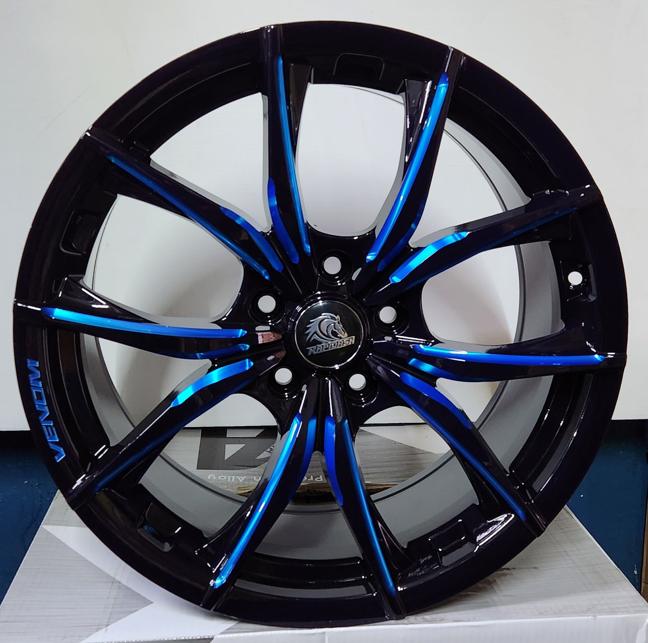RAPIDASH - RD - M109 18x8.0 5X4.5 PIANO BLACK + RUSSIAN BLUE MILLING FACE - Gun Hill Tire House (WTW - WHOLESALE TIRES & WHEELS)