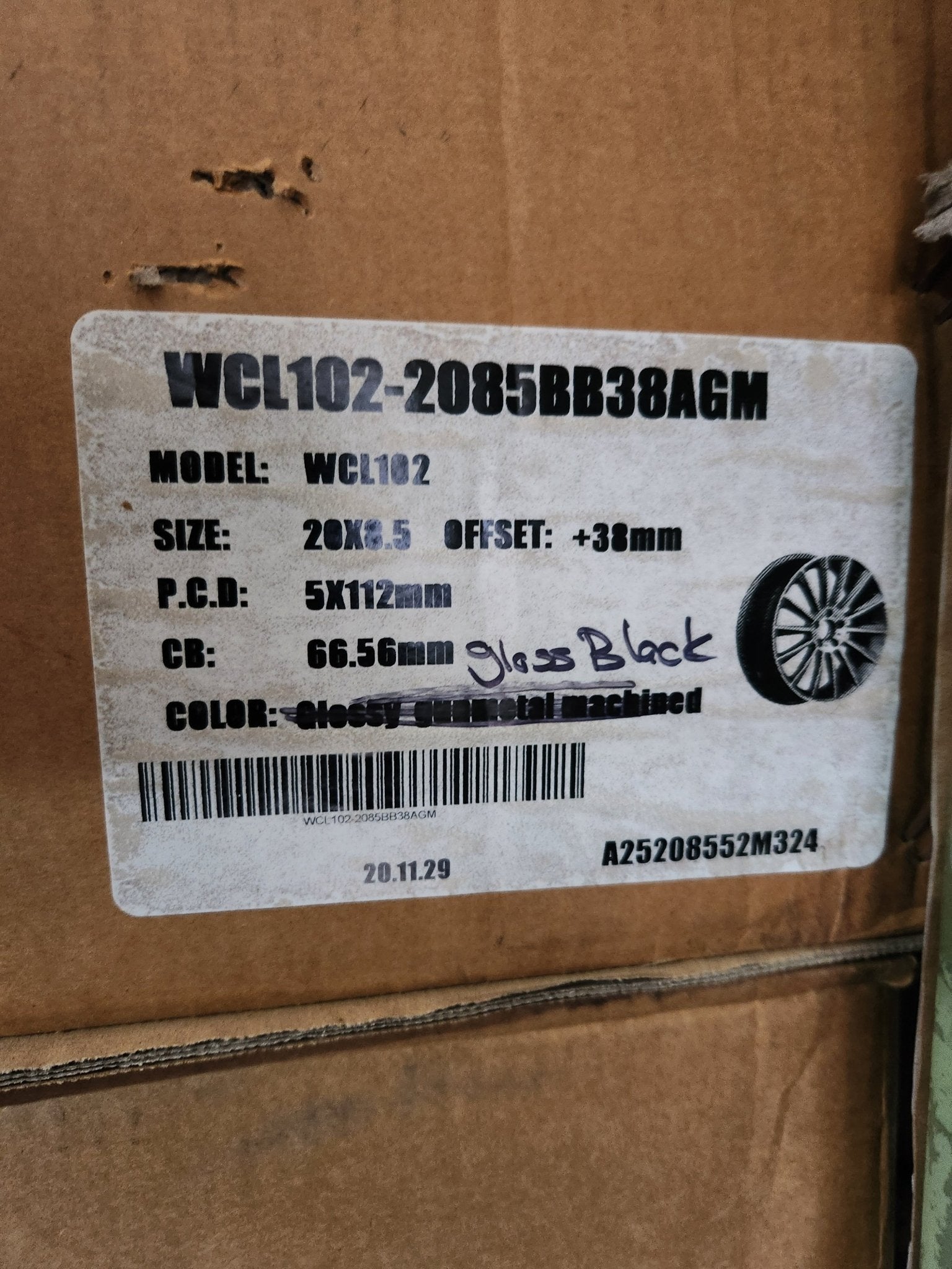 WCL102 WHEELS 20X8.5 5X112 GLOSSY BLACK - Gun Hill Tire House (WTW - WHOLESALE TIRES & WHEELS)