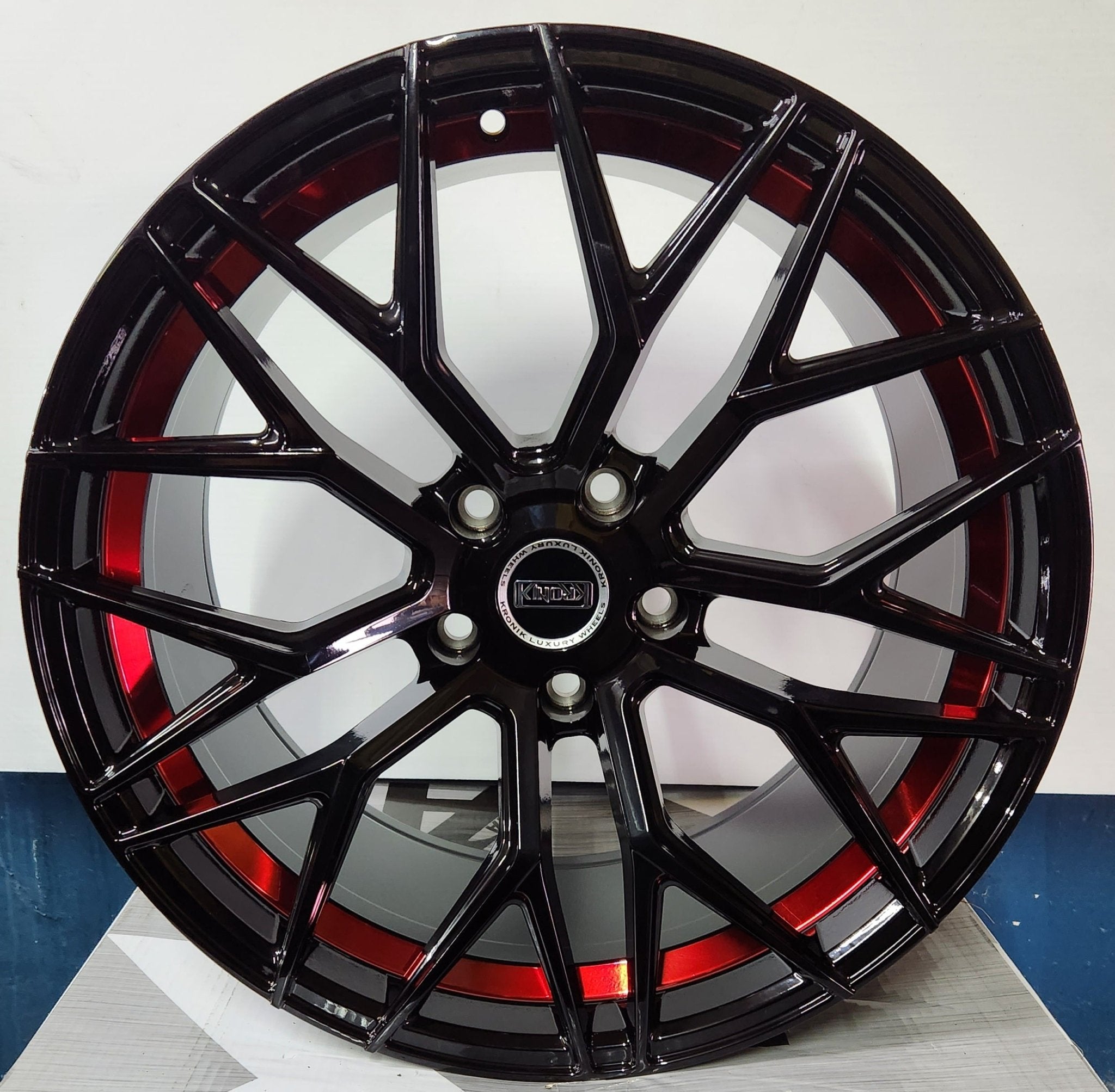 PARAGON B325 19X9.5 5X120 @PIANO BLACK WITH RED UNDERCUT - Gun Hill Tire House (WTW - WHOLESALE TIRES & WHEELS)