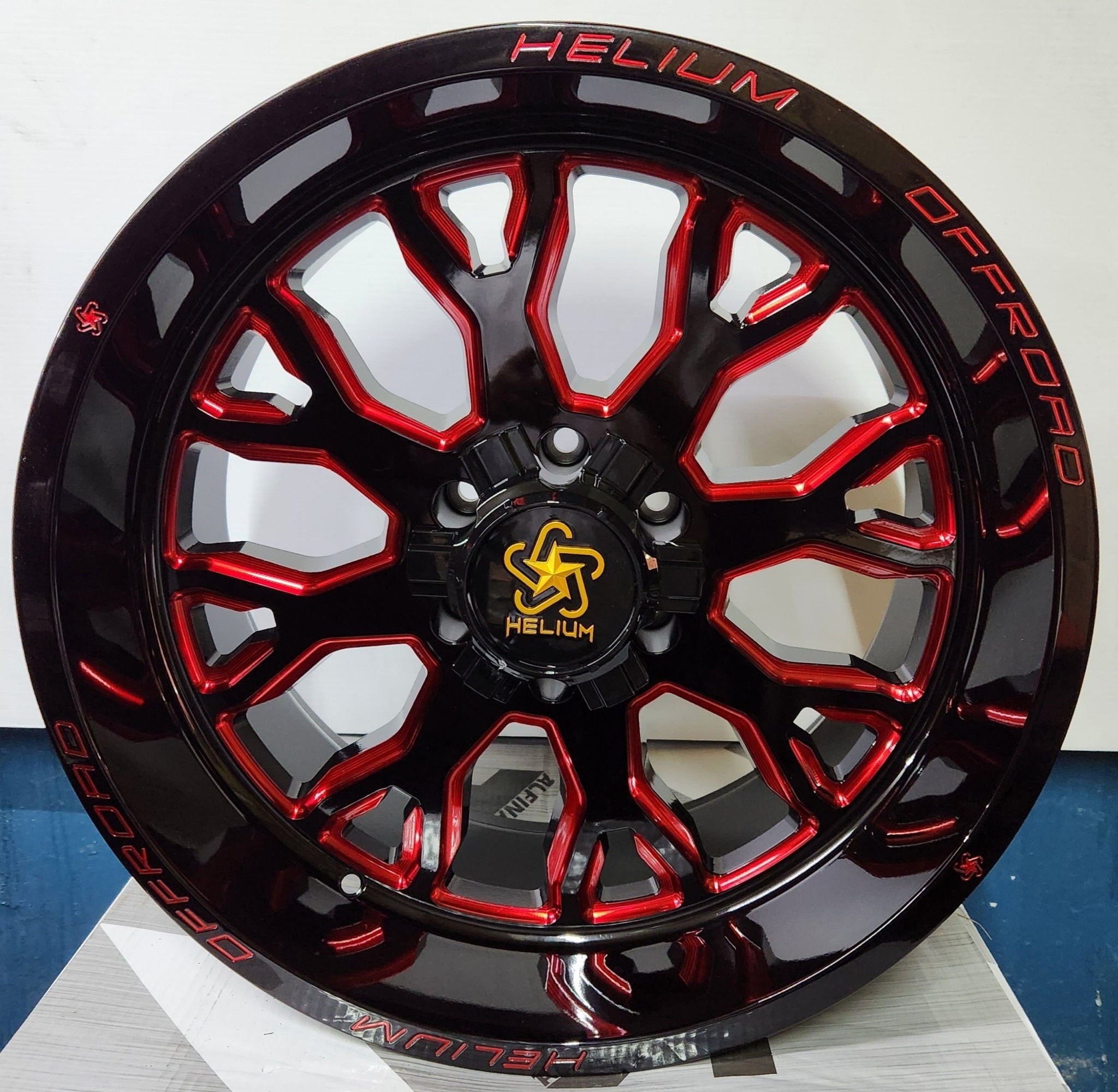 HELIUM HC - 1 - RM 20x10 6x135 / 6x139.7 PIANO BLACK W/CANDY RED MILLING - Gun Hill Tire House (WTW - WHOLESALE TIRES & WHEELS)
