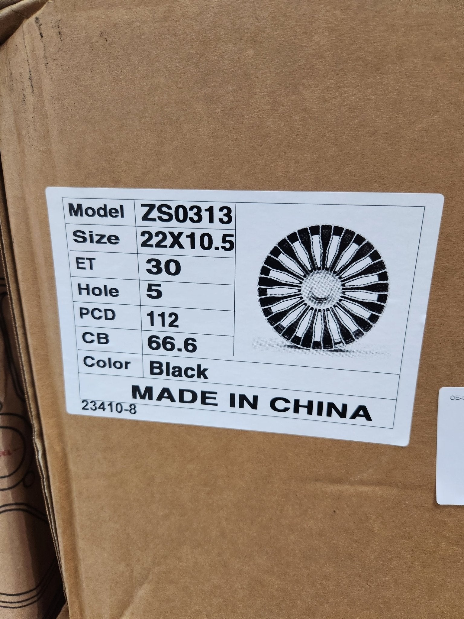 OE - 0313 22X10.5 5X112 GLOSS BLACK WITH FLOATING CAP - Gun Hill Tire House (WTW - WHOLESALE TIRES & WHEELS)