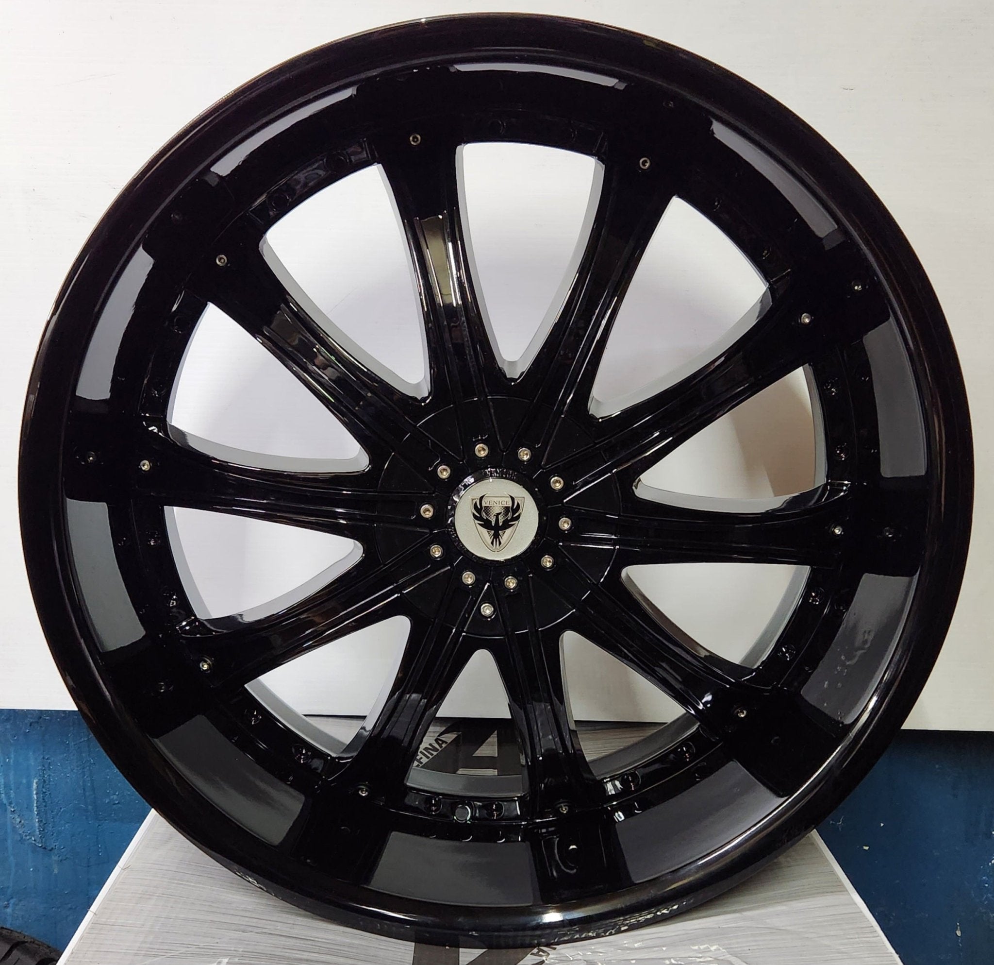 VENICE ROMA 24X9 5X115 - 5X120 PIANO BLACK - Gun Hill Tire House (WTW - WHOLESALE TIRES & WHEELS)