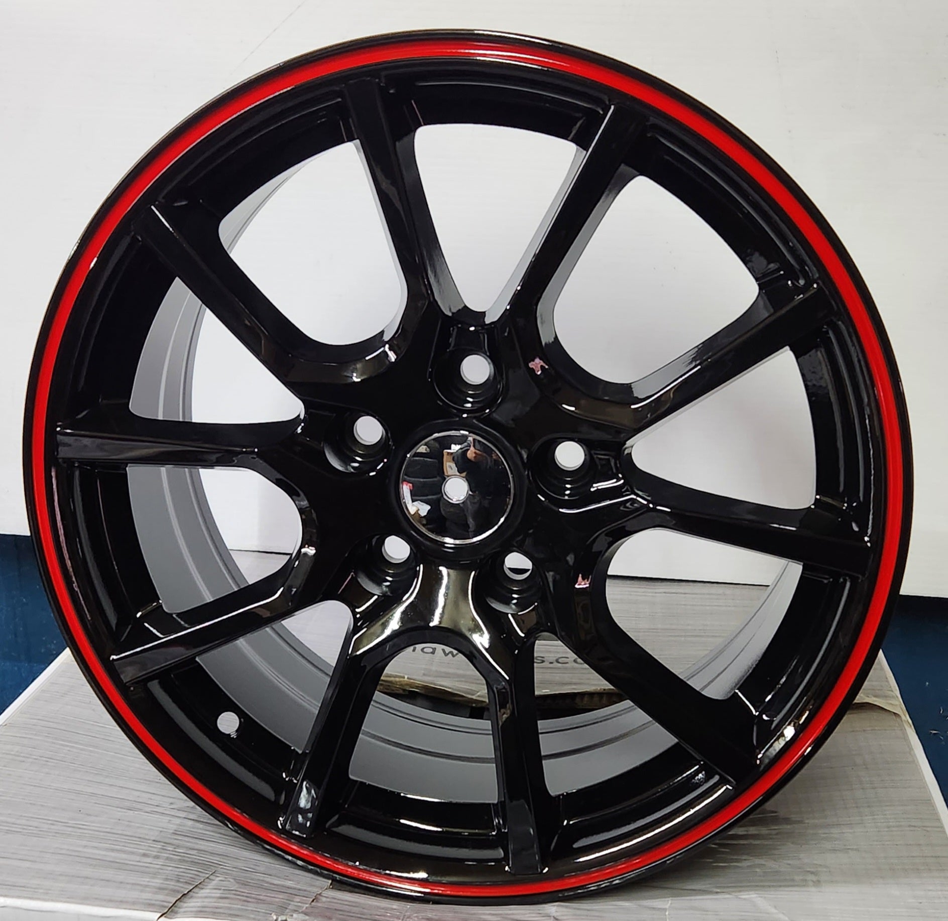 OE - JT033 - 6 16X7 5X114.3 PIANO BLACK RED RING - Gun Hill Tire House (WTW - WHOLESALE TIRES & WHEELS)