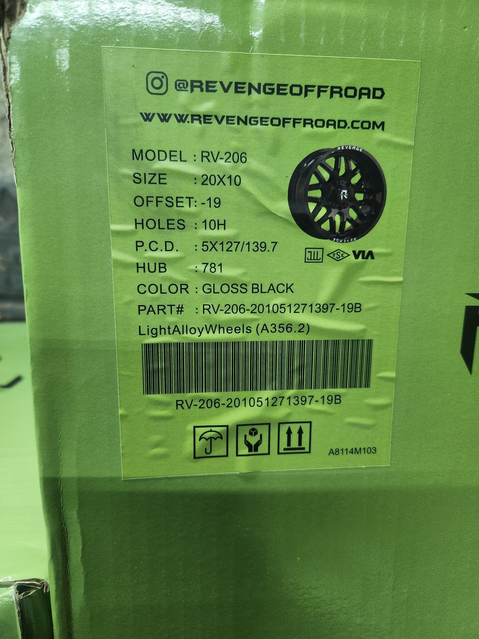 REVENGE RV - 206 20x10 5x127 5x139.7 GLOSS BLACK - Gun Hill Tire House (WTW - WHOLESALE TIRES & WHEELS)