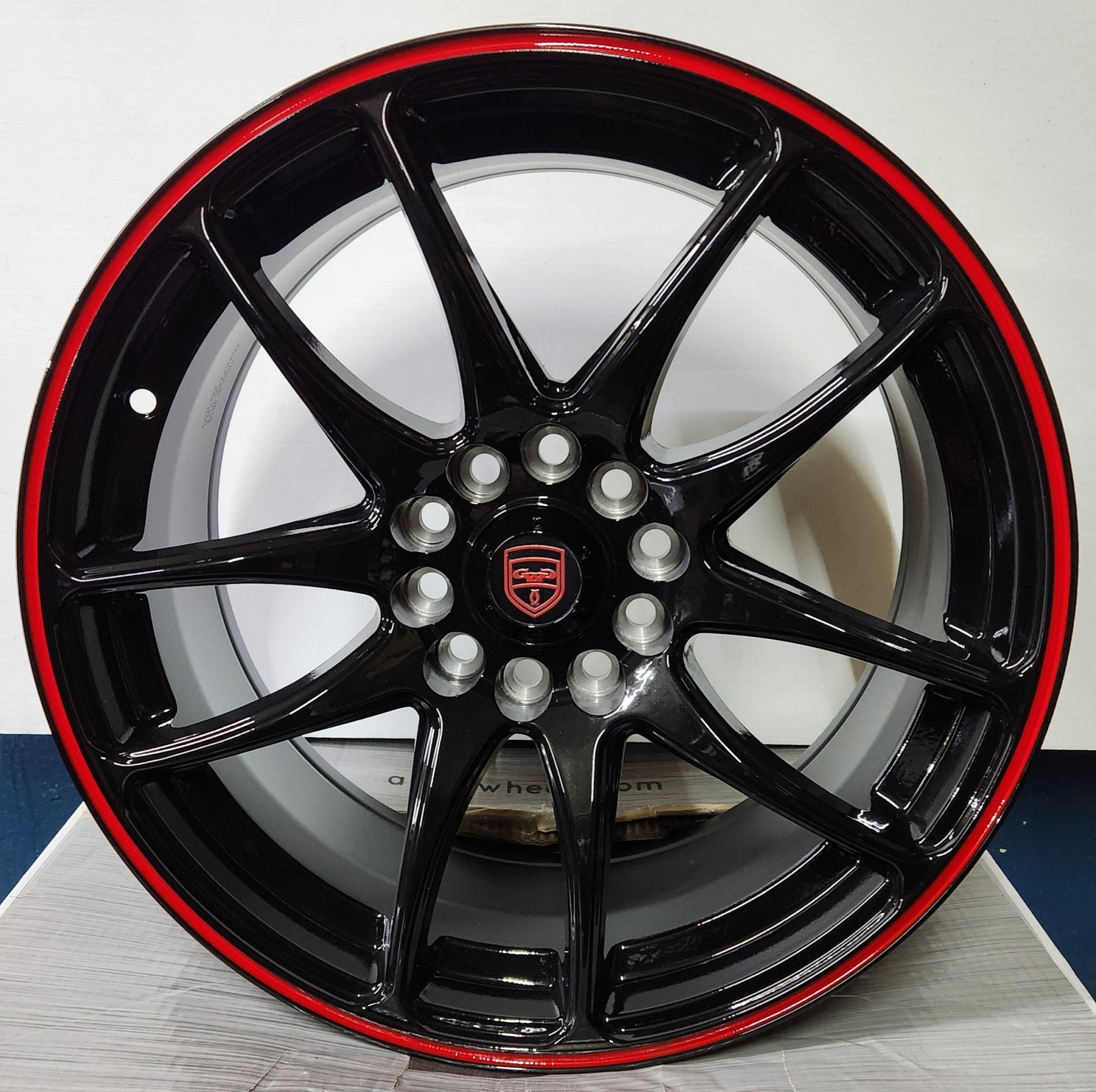 GWG NS3 17x8.0 5x114.3 - 5x120 GLOSS BLACK RED STRIPE - Gun Hill Tire House (WTW - WHOLESALE TIRES & WHEELS)