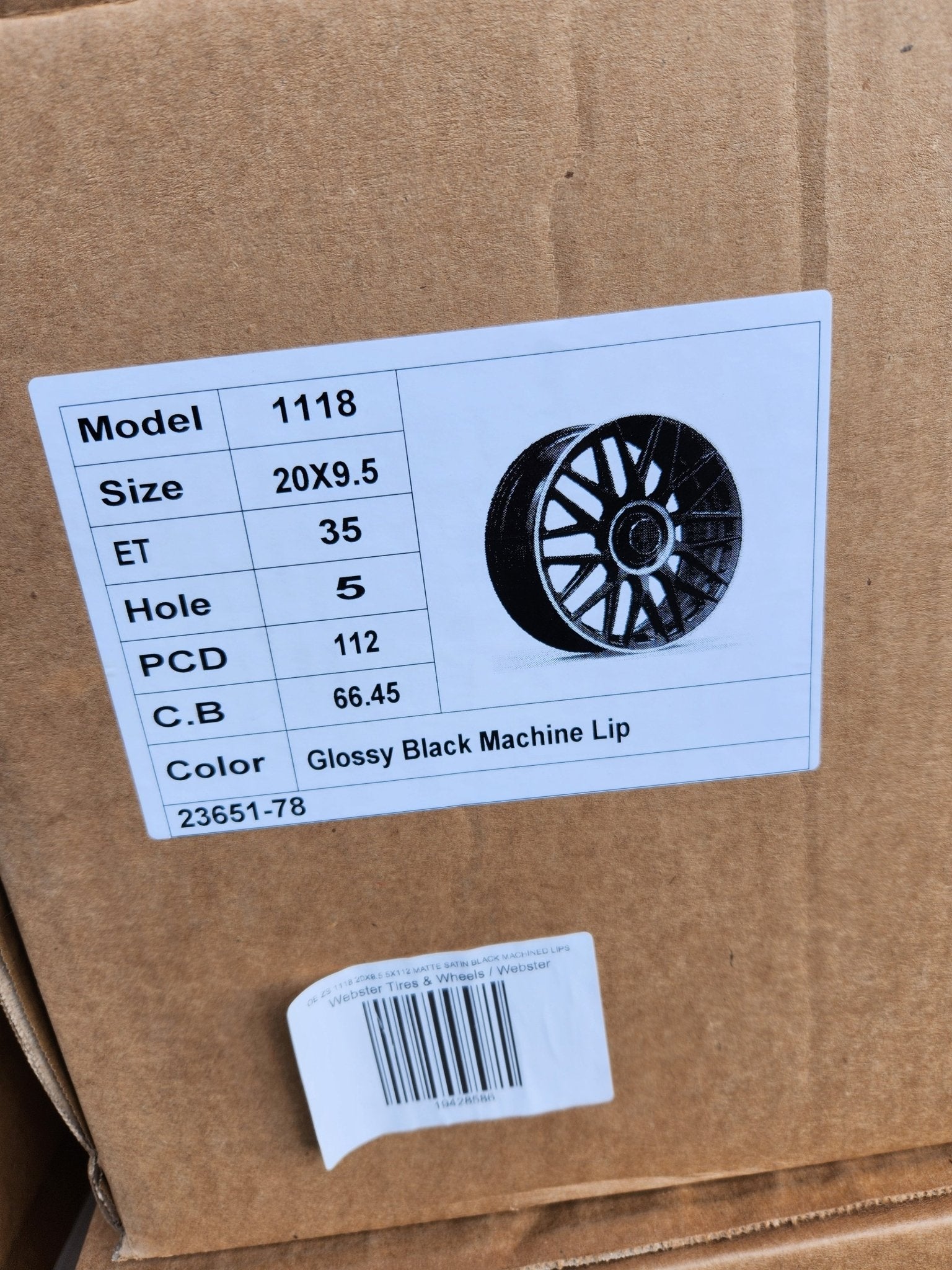 OE - 1118 20X9.5 5X112 GLOSSY BLACK MACHINE LIP - Gun Hill Tire House (WTW - WHOLESALE TIRES & WHEELS)