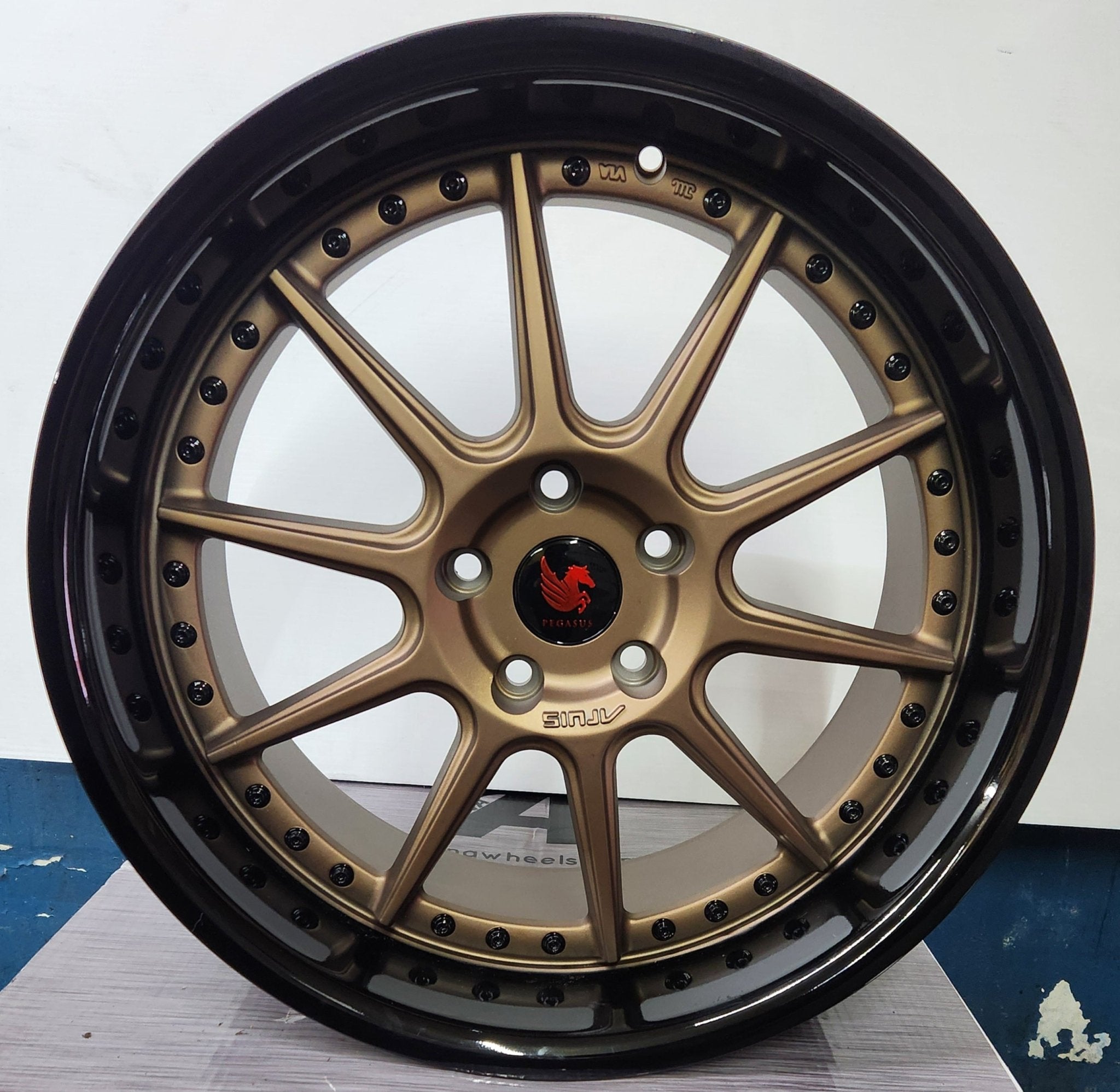 ARUIS AF07 19x9.5 5X120 MATTE BRONZE PIANO BLACK LIB BLACK RIVETE - Gun Hill Tire House (WTW - WHOLESALE TIRES & WHEELS)